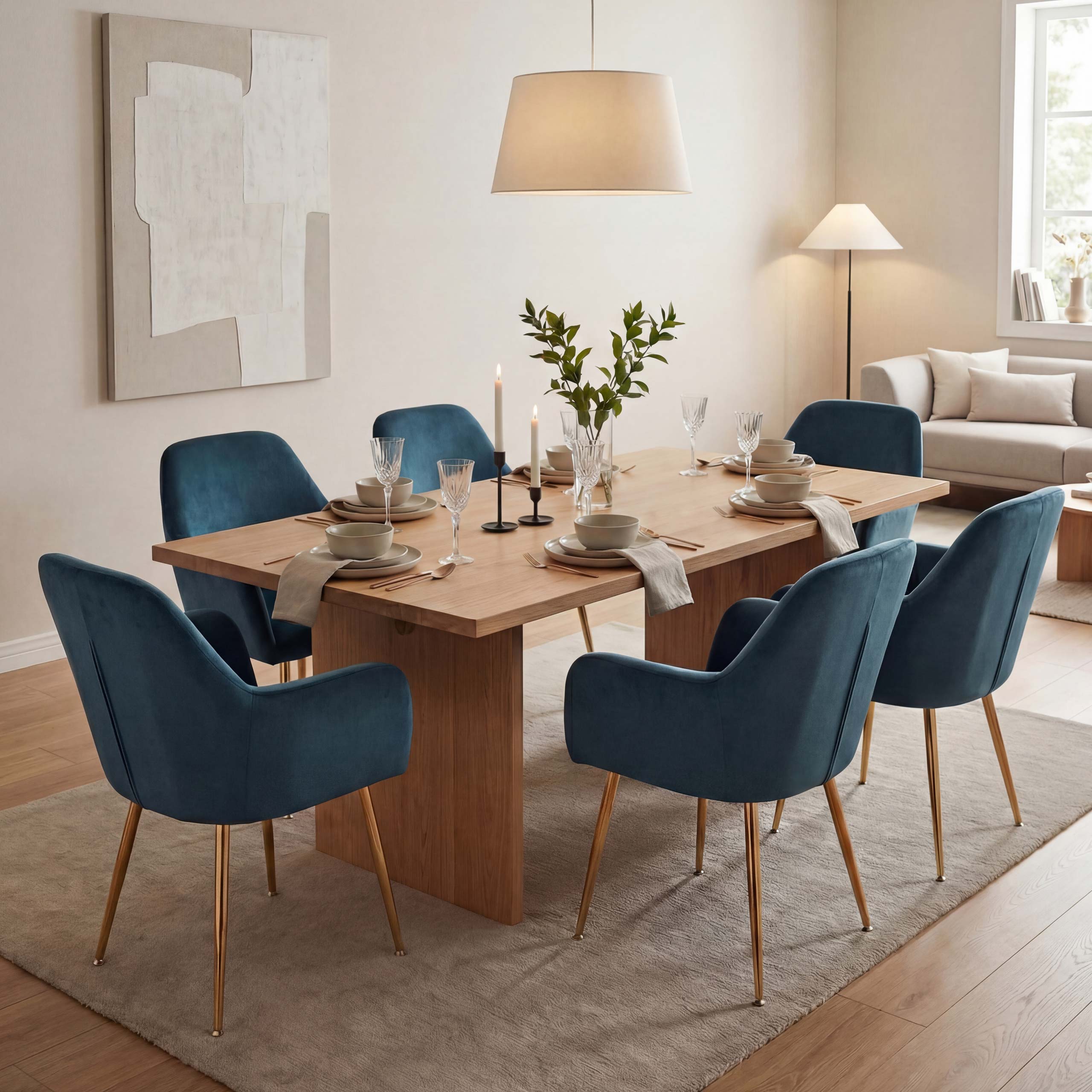 6er-Set Esszimmerstuhl MCW-F18, Stuhl K&uuml;chenstuhl, Retro Design ~ Samt mint, goldene Beine 