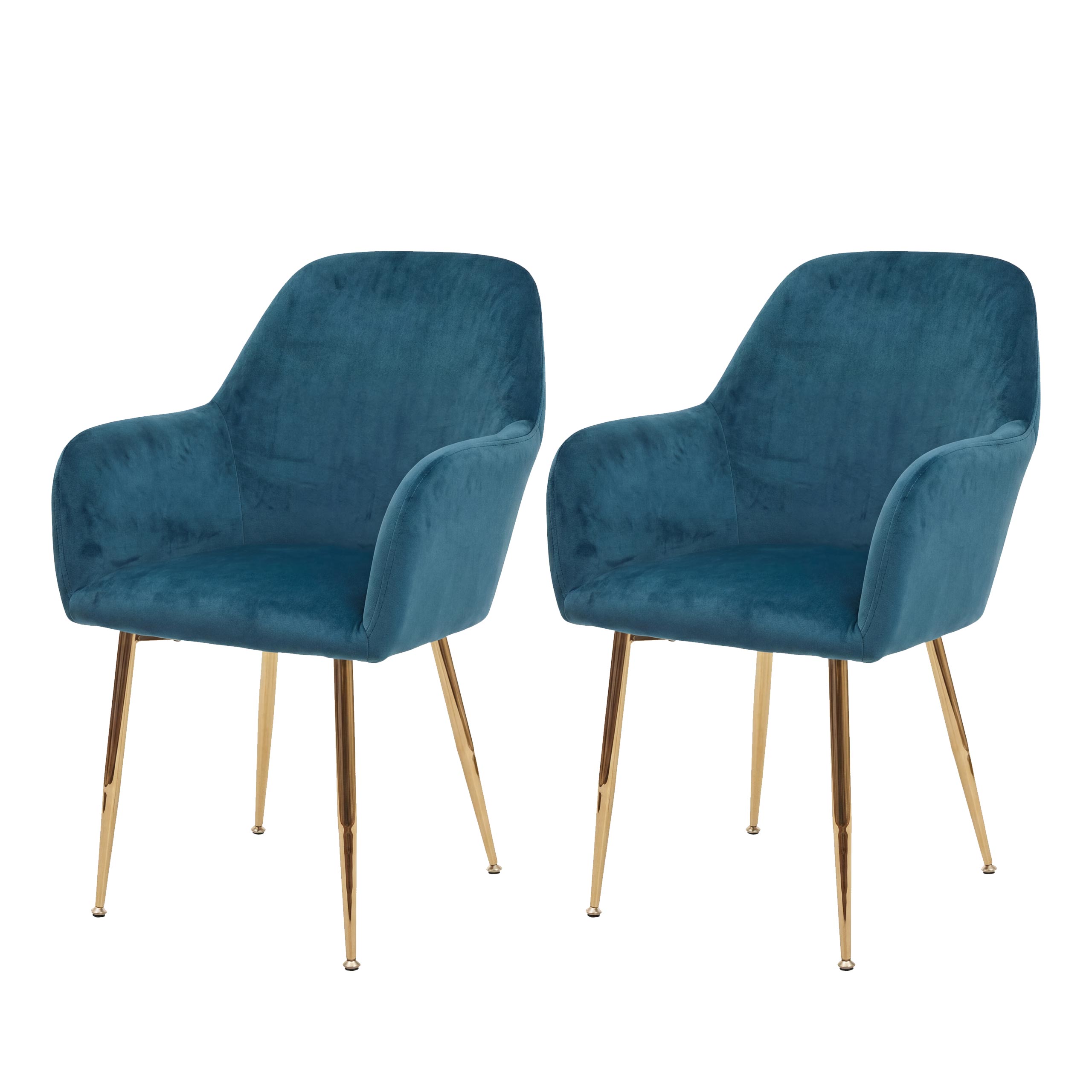 2er-Set Esszimmerstuhl MCW-F18, Stuhl K&uuml;chenstuhl, Retro Design ~ Samt mint, goldene Beine 