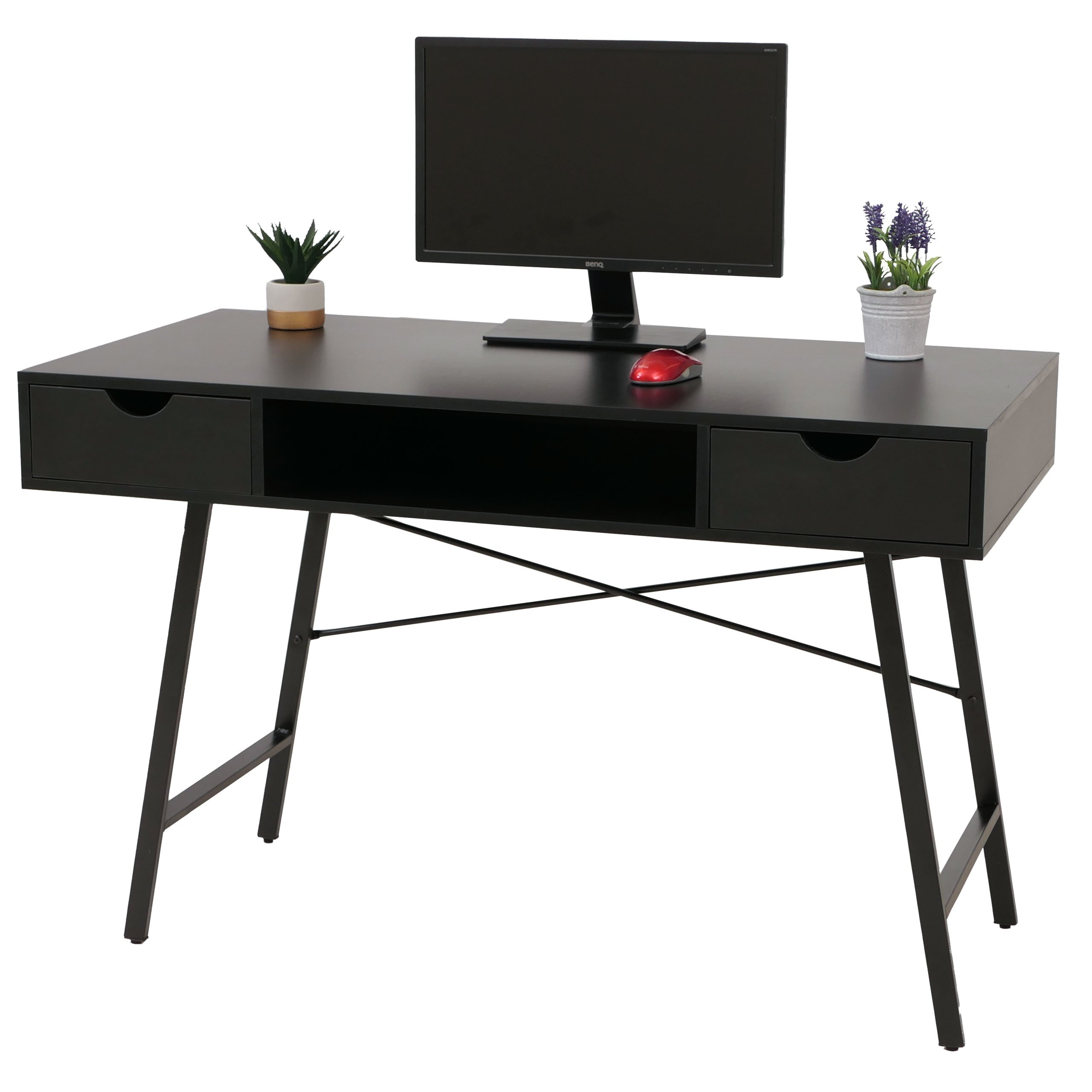 Schreibtisch MCW-E92, B&uuml;rotisch Computertisch, 3D-Struktur 120x60xcm ~ schwarz 