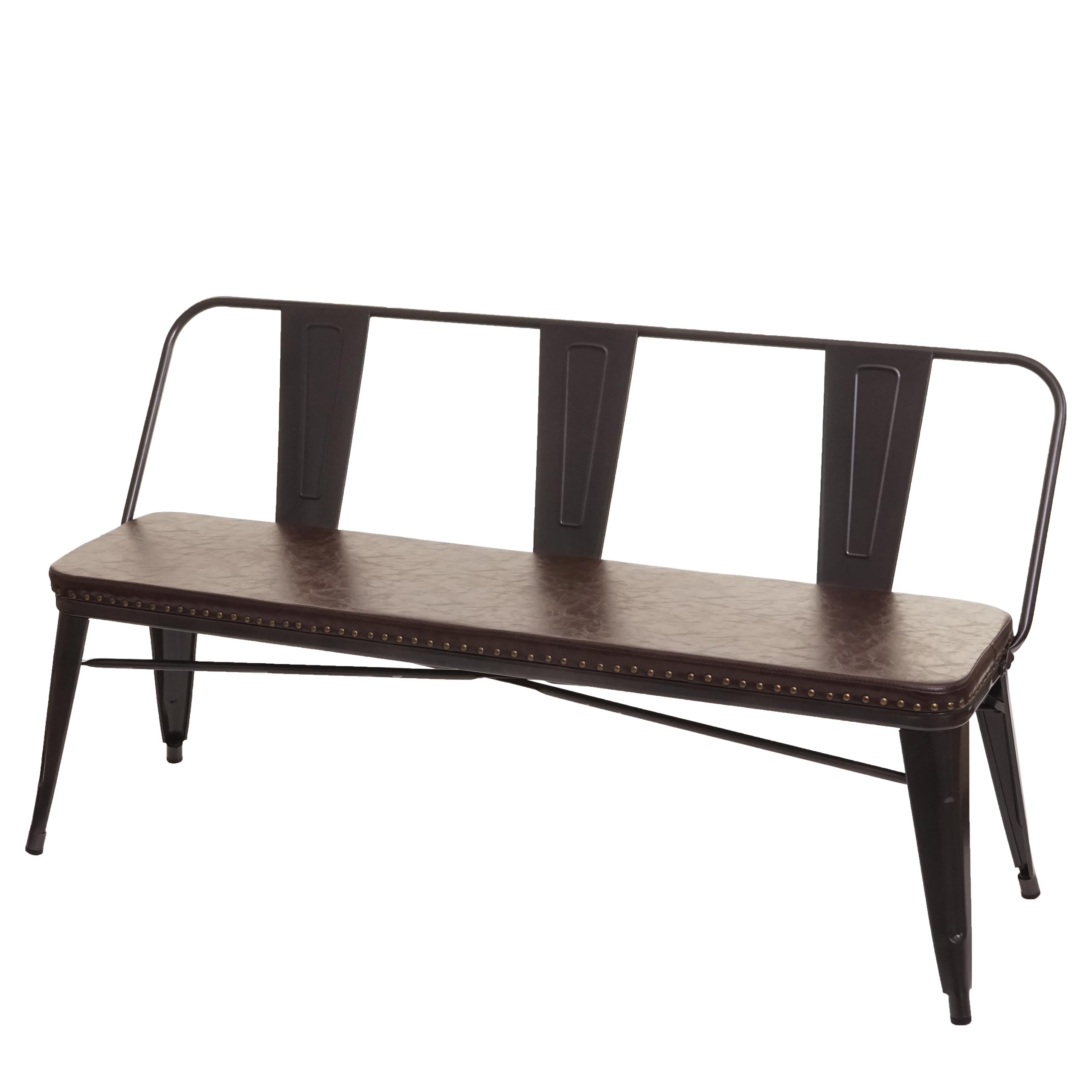 3er Sitzbank MCW-H10, Garderobenbank Esszimmerbank, Kunstleder Chesterfield Industrial Gastronomie ~ schwarz-braun 