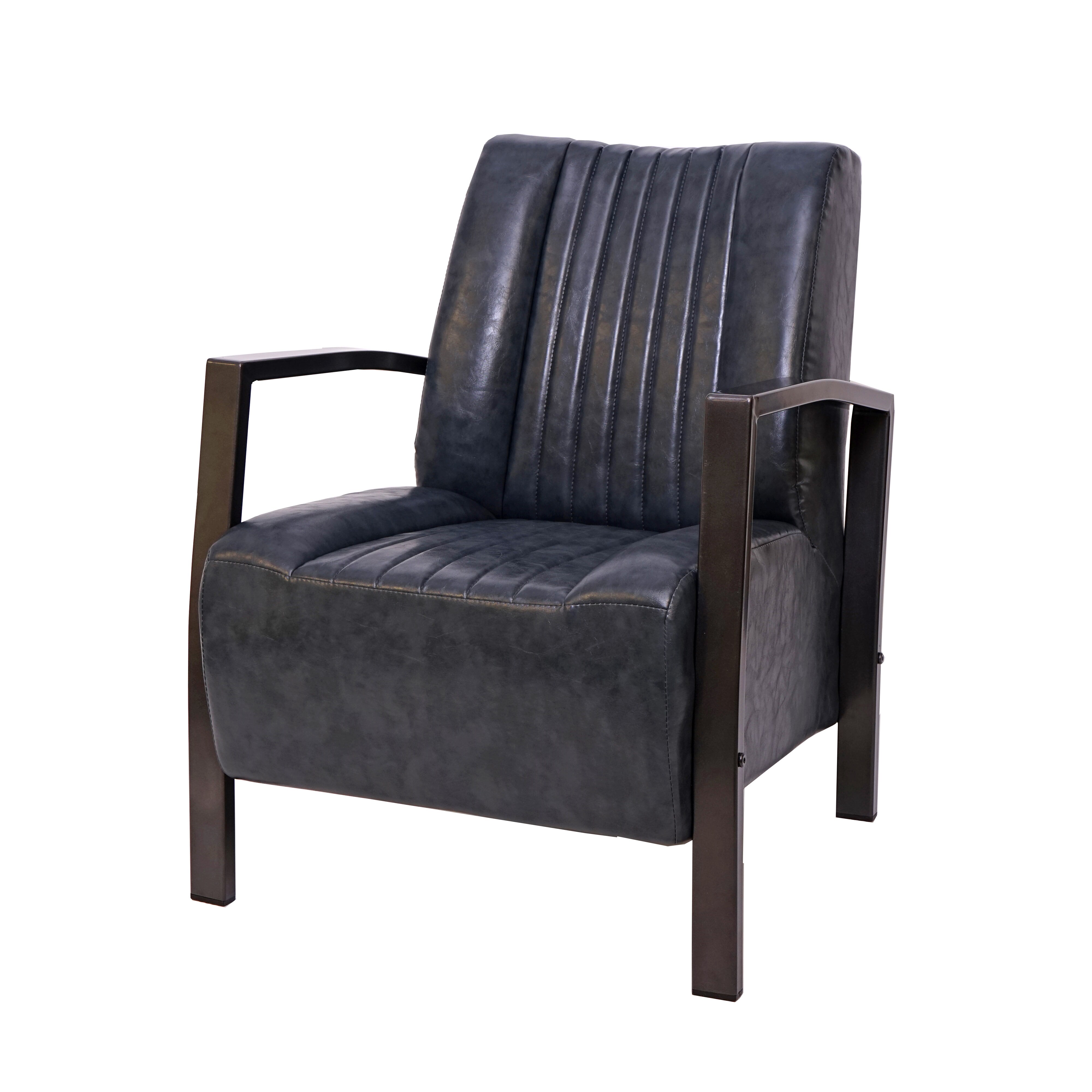 Sessel MCW-H10, Loungesessel Polstersessel Relaxsessel, Metall Industriedesign, MVG-zertifiziert ~ vintage grau 