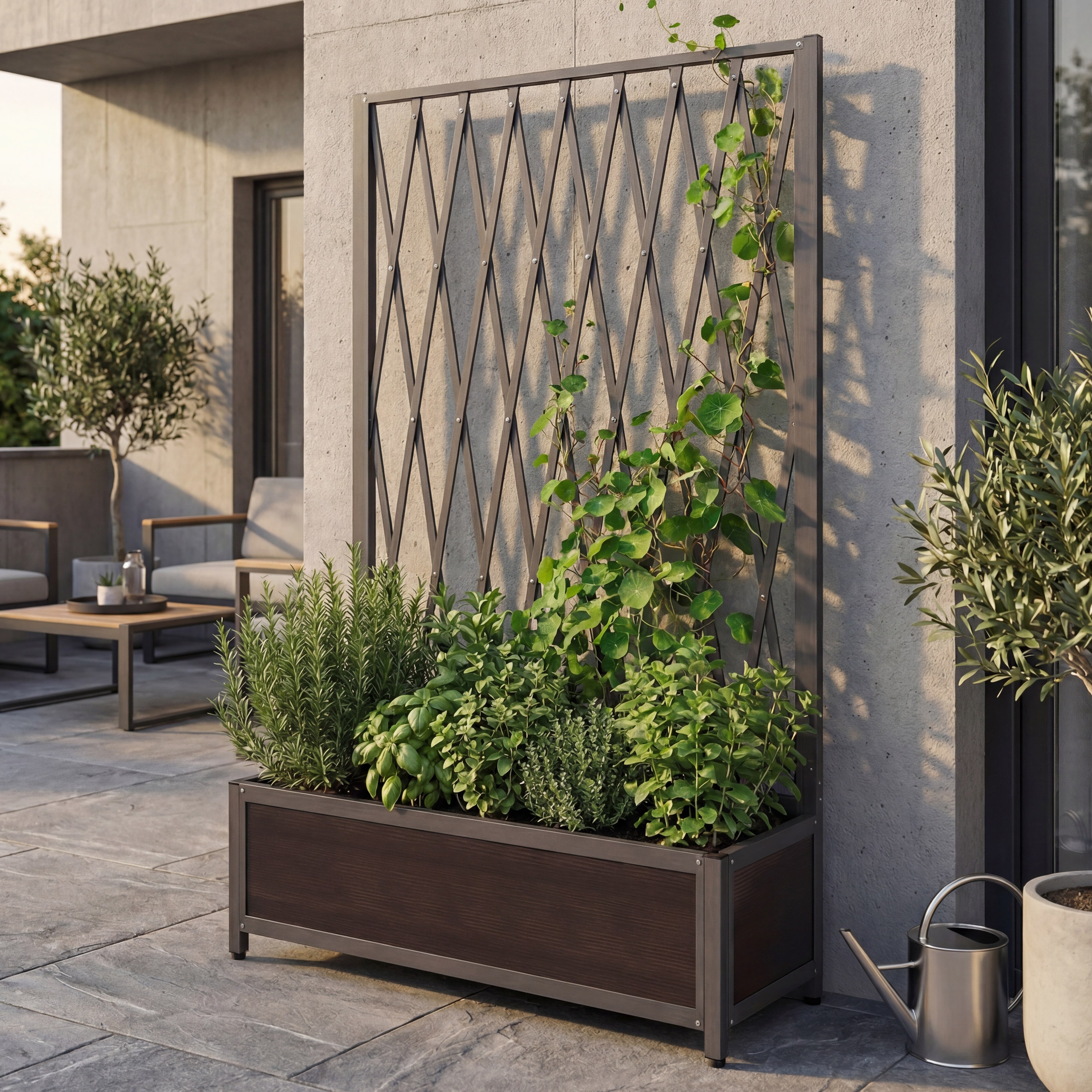 Alu-Rankgitter MCW-G21, Scherengitter Rankhilfe Blumenkasten Pflanzk&uuml;bel, Stahl 152x90x35cm ~ grau 