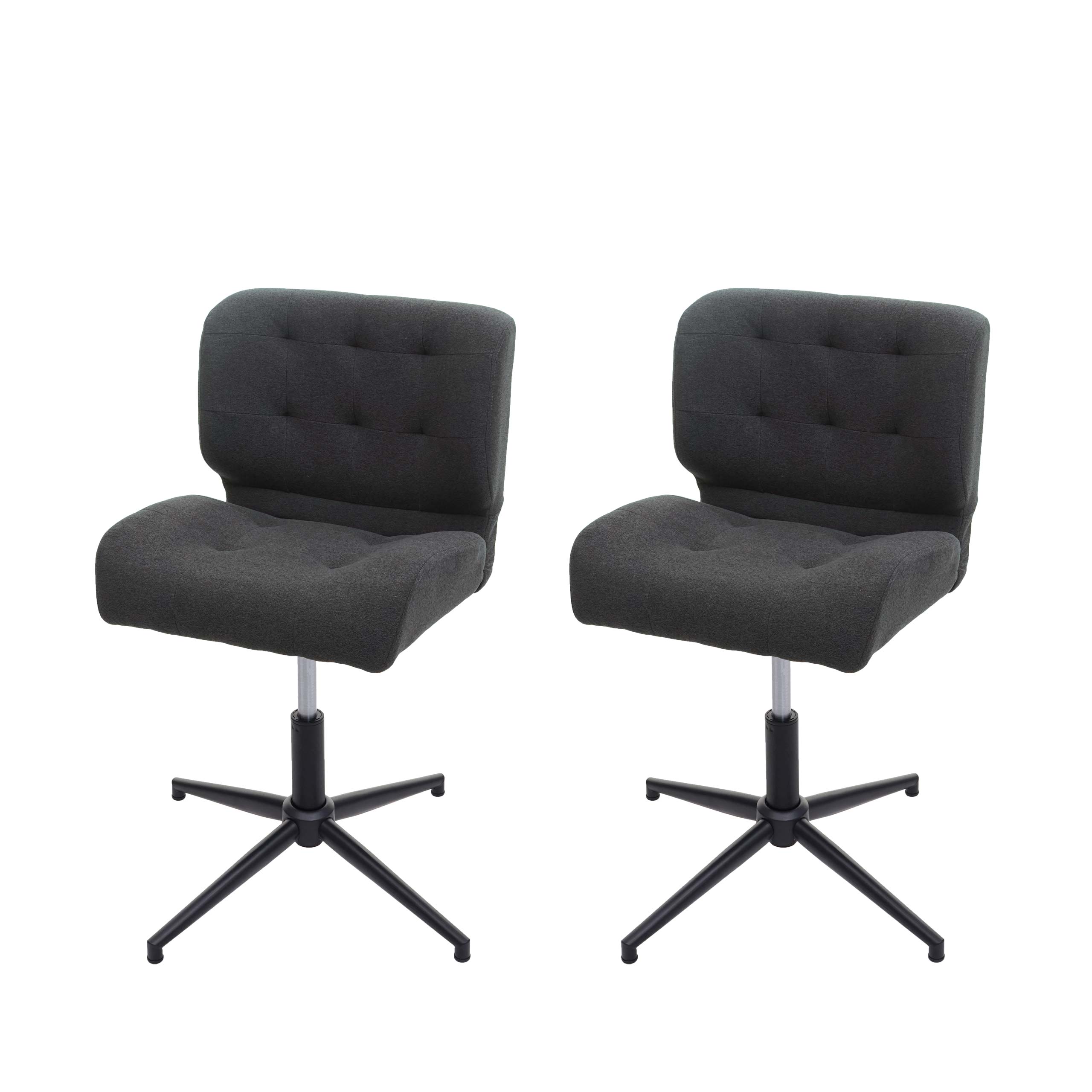2er-Set Esszimmerstuhl MCW-H42, Drehstuhl K&uuml;chenstuhl, h&ouml;henverstellbar drehbar ~ Stoff/Textil dunkelgrau, Fu&szlig; schwarz 