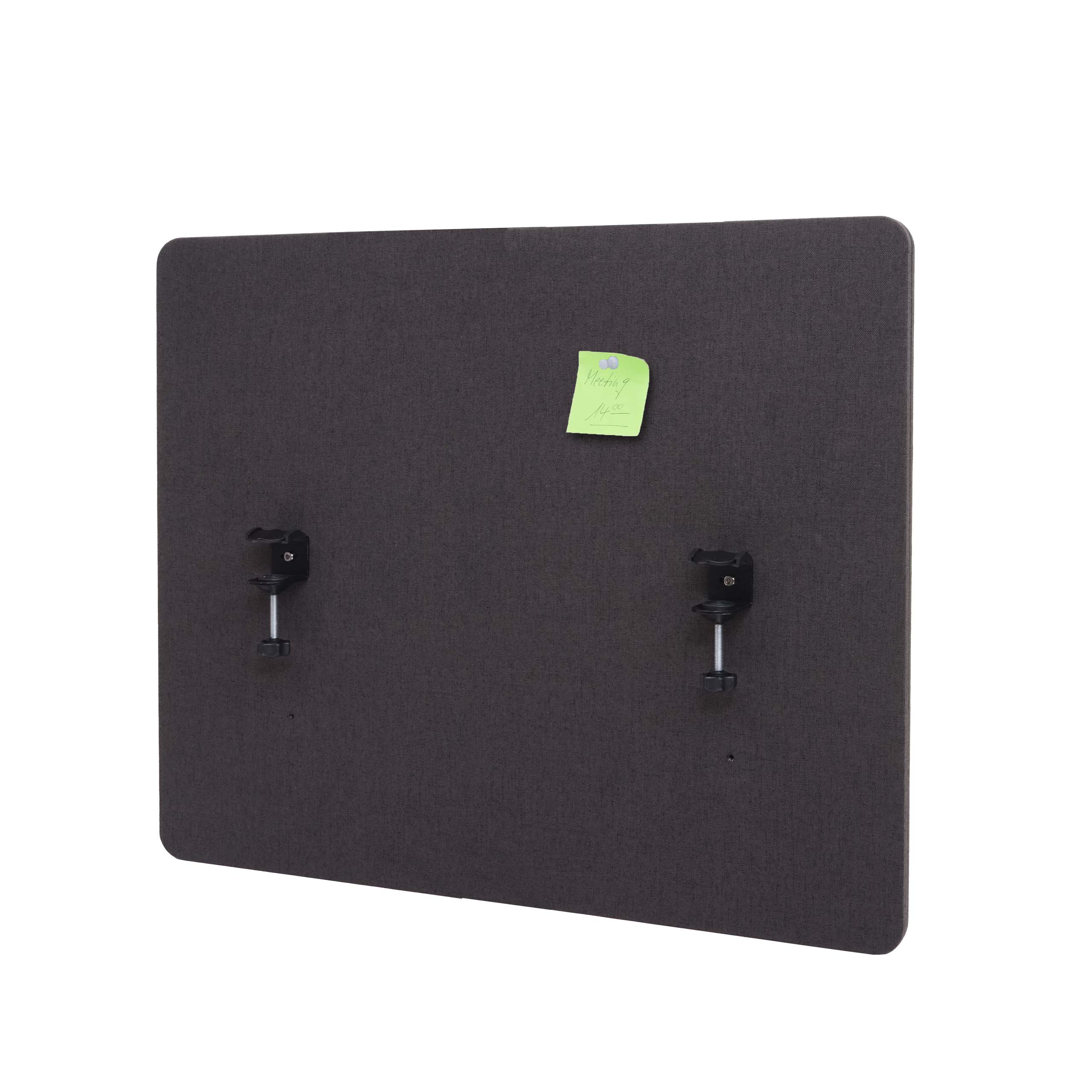 Akustik-Tischtrennwand MCW-G75, B&uuml;ro-Sichtschutz Schreibtisch Pinnwand, doppelwandig Stoff/Textil ~ 60x75cm braun-grau 