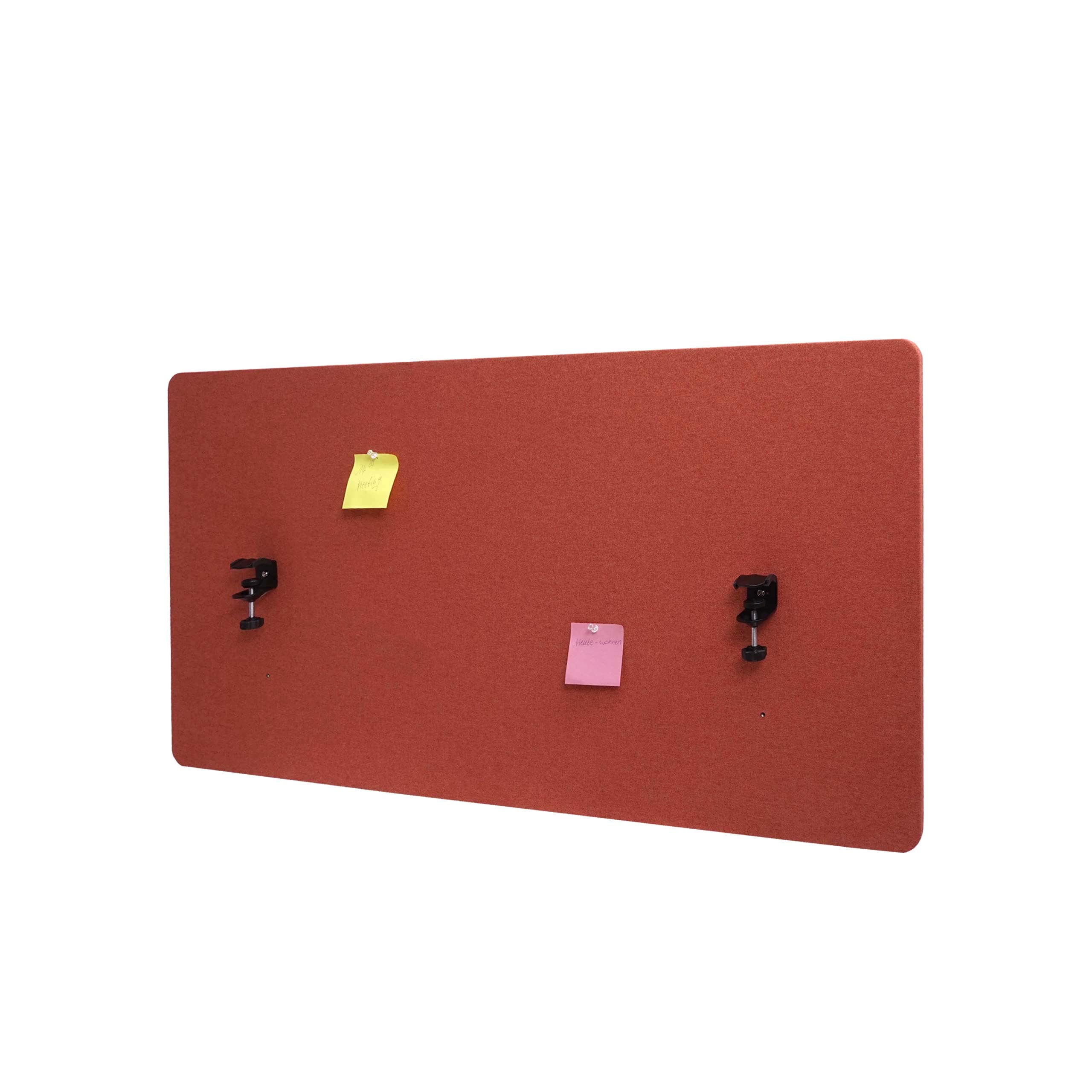 Akustik-Tischtrennwand MCW-G75, B&uuml;ro-Sichtschutz Schreibtisch Pinnwand, doppelwandig Stoff/Textil ~ 60x120cm braun 