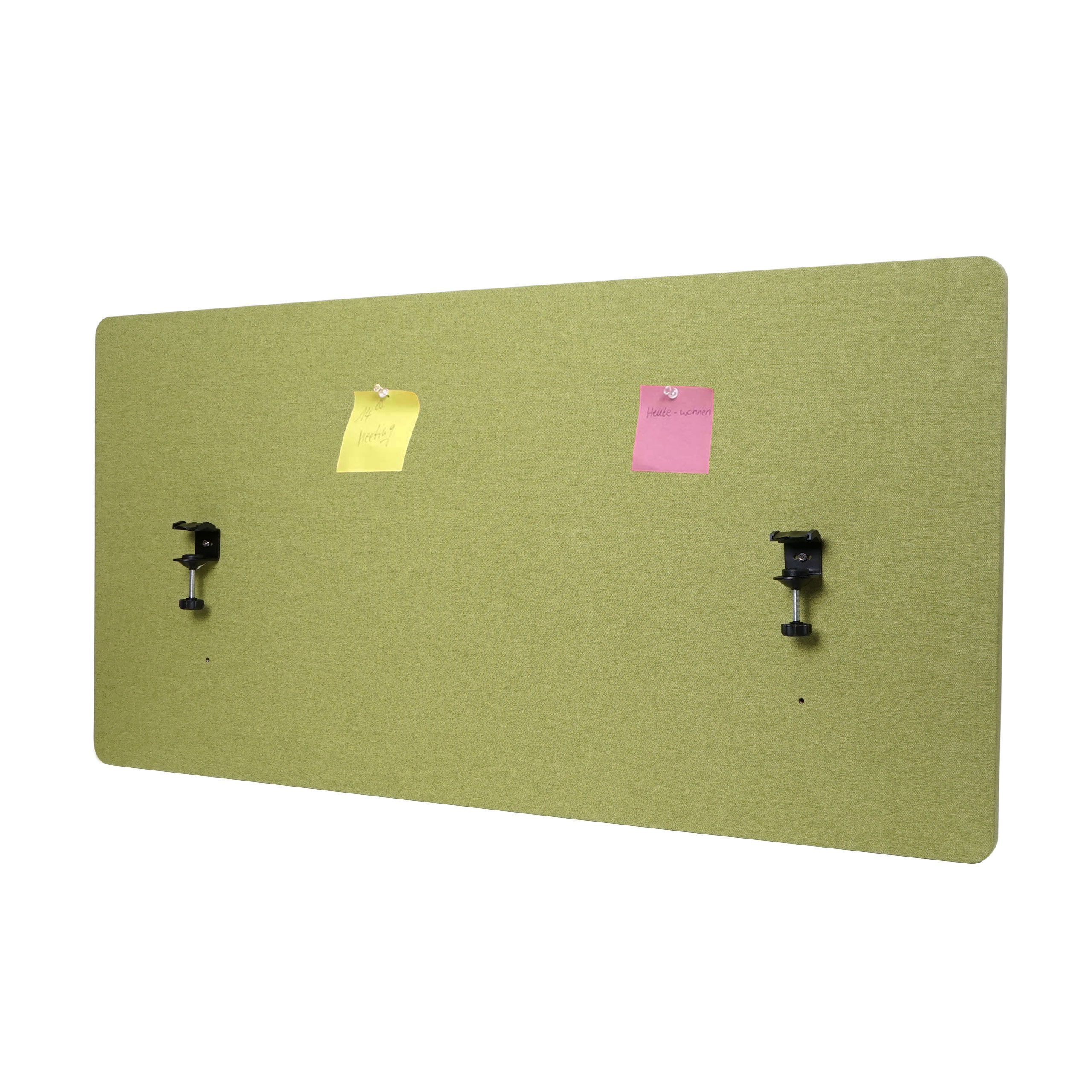 Akustik-Tischtrennwand MCW-G75, B&uuml;ro-Sichtschutz Schreibtisch Pinnwand, doppelwandig Stoff/Textil ~ 60x120cm gr&uuml;n 