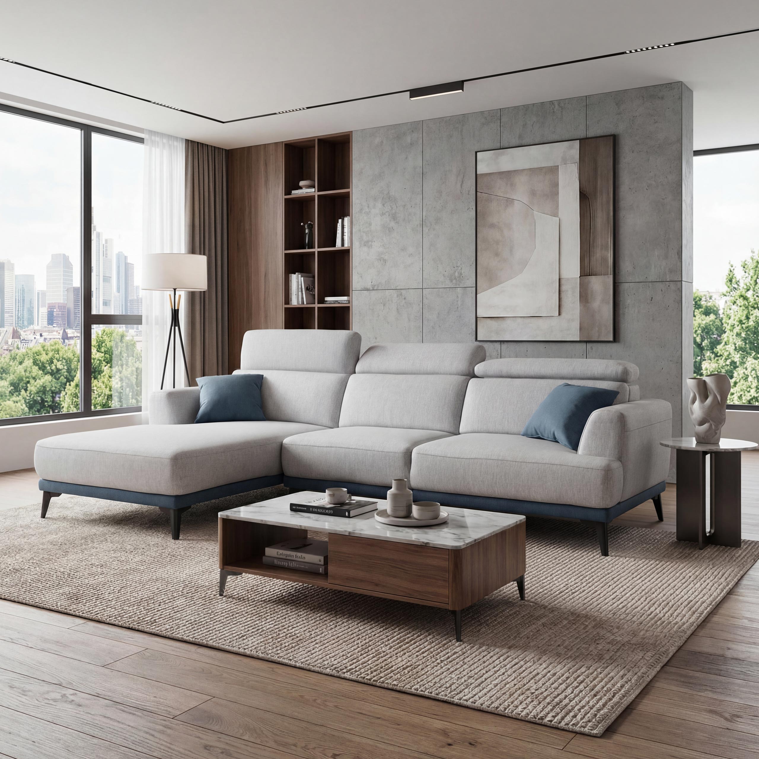 Sofa MCW-G44, Couch Ecksofa L-Form 3-Sitzer, Liegefl&auml;che Nosagfederung Taschenfederkern verstellbar 277cm ~ links, hellgrau 