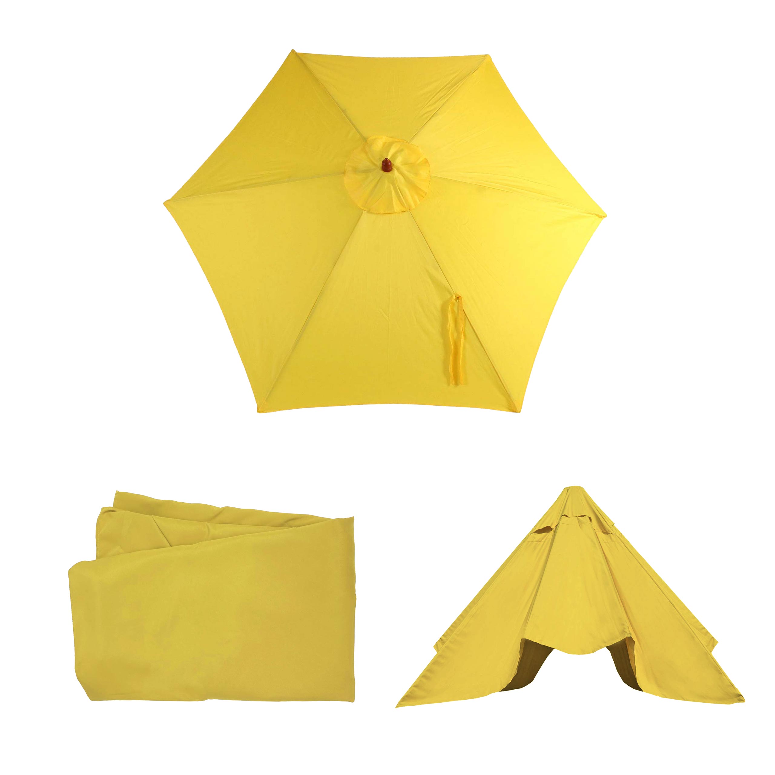 Ersatz-Bezug f&uuml;r Sonnenschirm Lissabon, Sonnenschirmbezug Ersatzbezug, &Oslash; 3m Polyester 6 Streben ~ gelb 