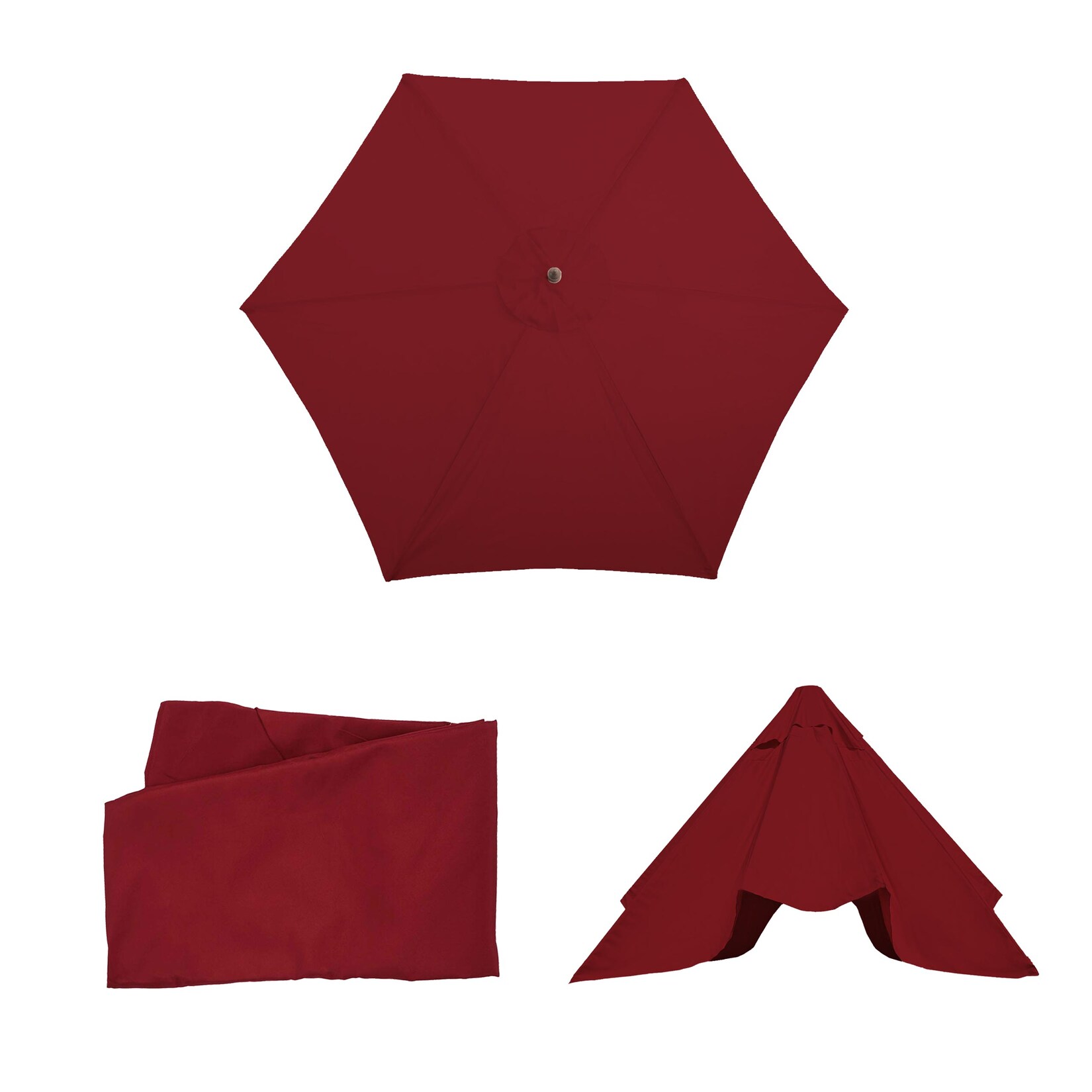 Ersatz-Bezug für Sonnenschirm Lissabon, Sonnenschirmbezug Ersatzbezug, Ø 3m Polyester 6 Streben ~ bordeaux