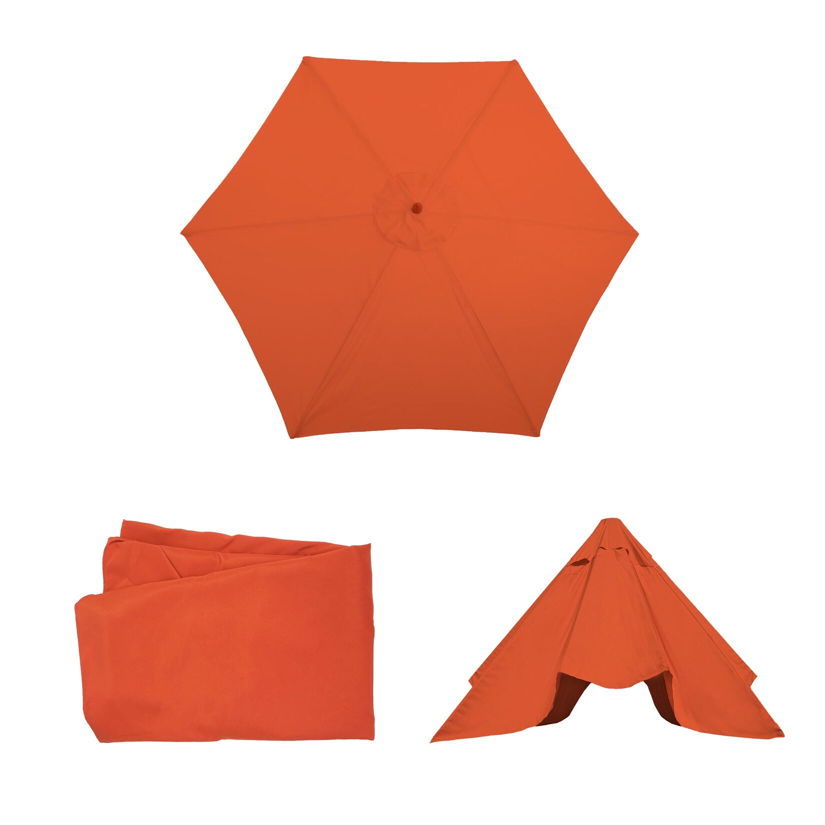 Ersatz-Bezug für Sonnenschirm Lissabon, Sonnenschirmbezug Ersatzbezug, Ø 3m Polyester 6 Streben ~ terracotta