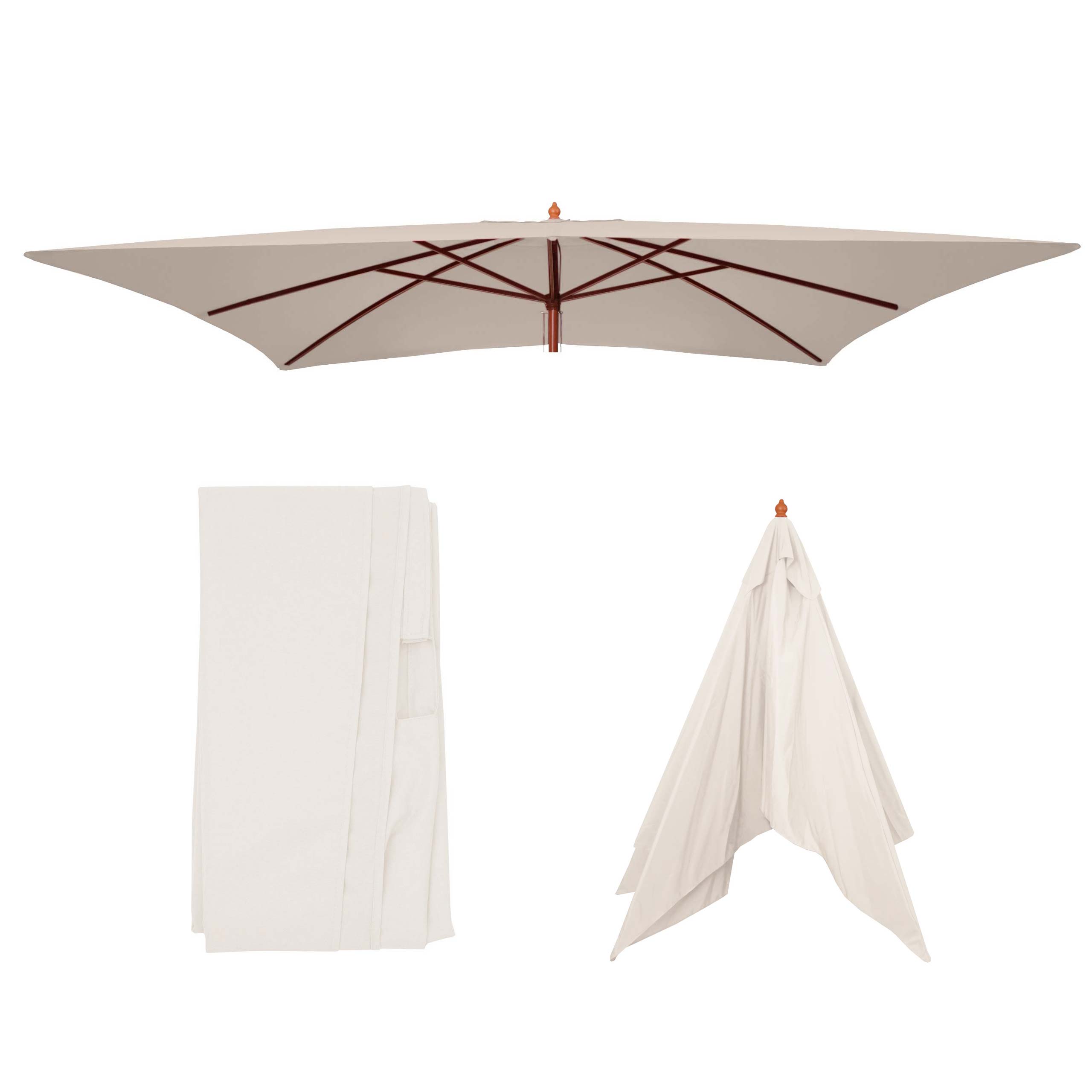 Ersatz-Bezug f&uuml;r Sonnenschirm Lissabon 3x4m, Sonnenschirmbezug Ersatzbezug, Polyester ~ creme 