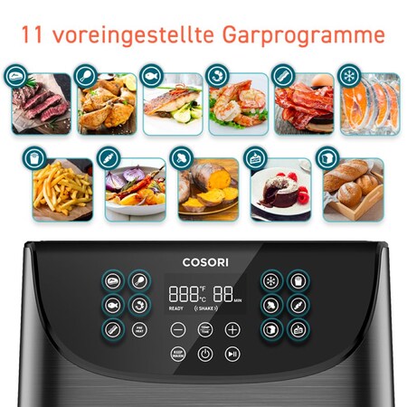 Cosori Premium 5,5-Liter Heißluftfritteuse CP158-AF-RXB mit 5x Spießen und  Spießablage Schwarz bei Marktkauf online bestellen