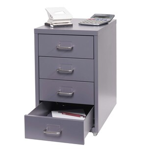 Rollcontainer Preston T851, Schubladenschrank Stahlschrank Büroschrank, 48x28x41cm 4 Schubladen ~ dunkelgrau 
