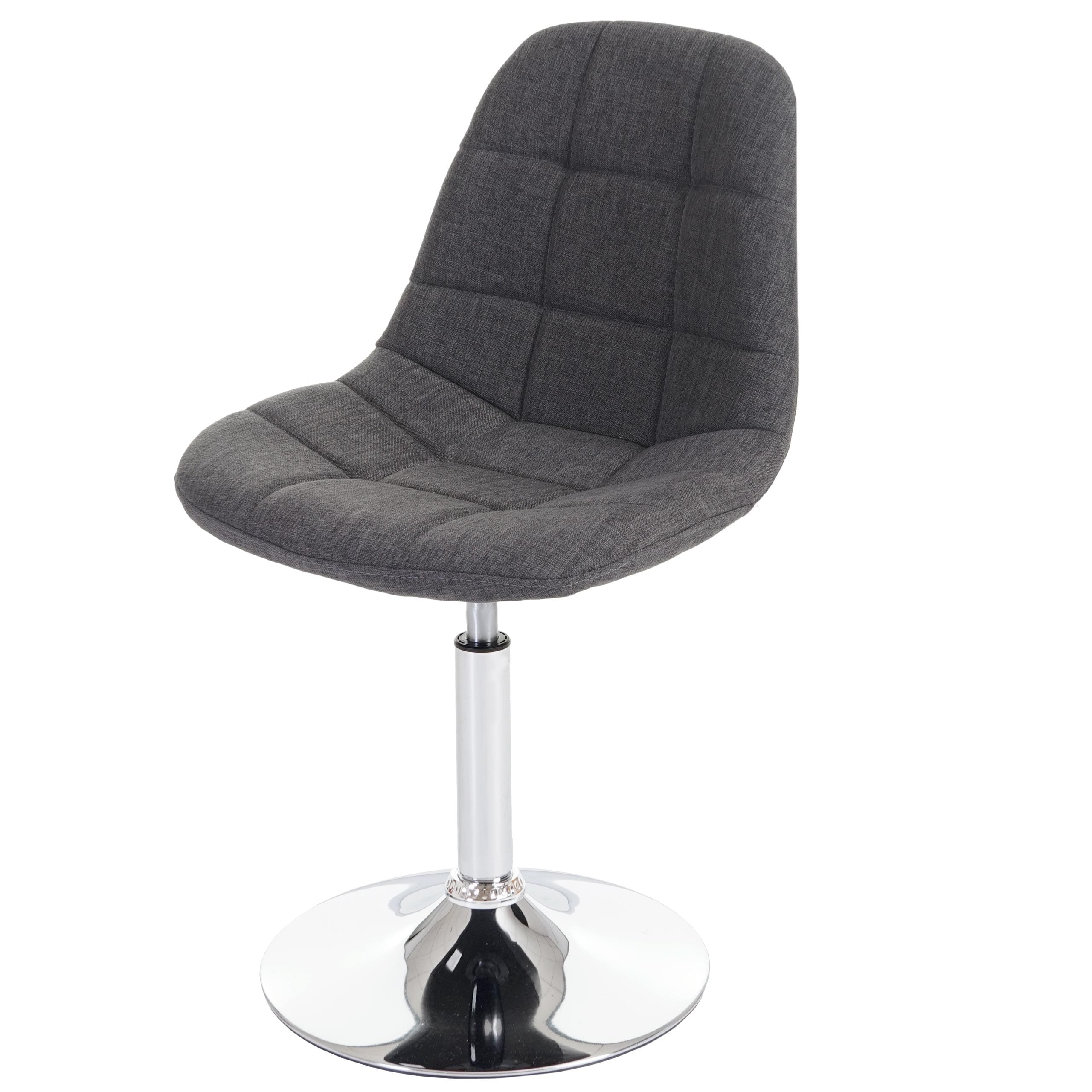 Esszimmerstuhl MCW-A60, Stuhl Drehstuhl, Retro 50er Jahre Design ~ Stoff/Textil hellgrau, Chromfu&szlig; 