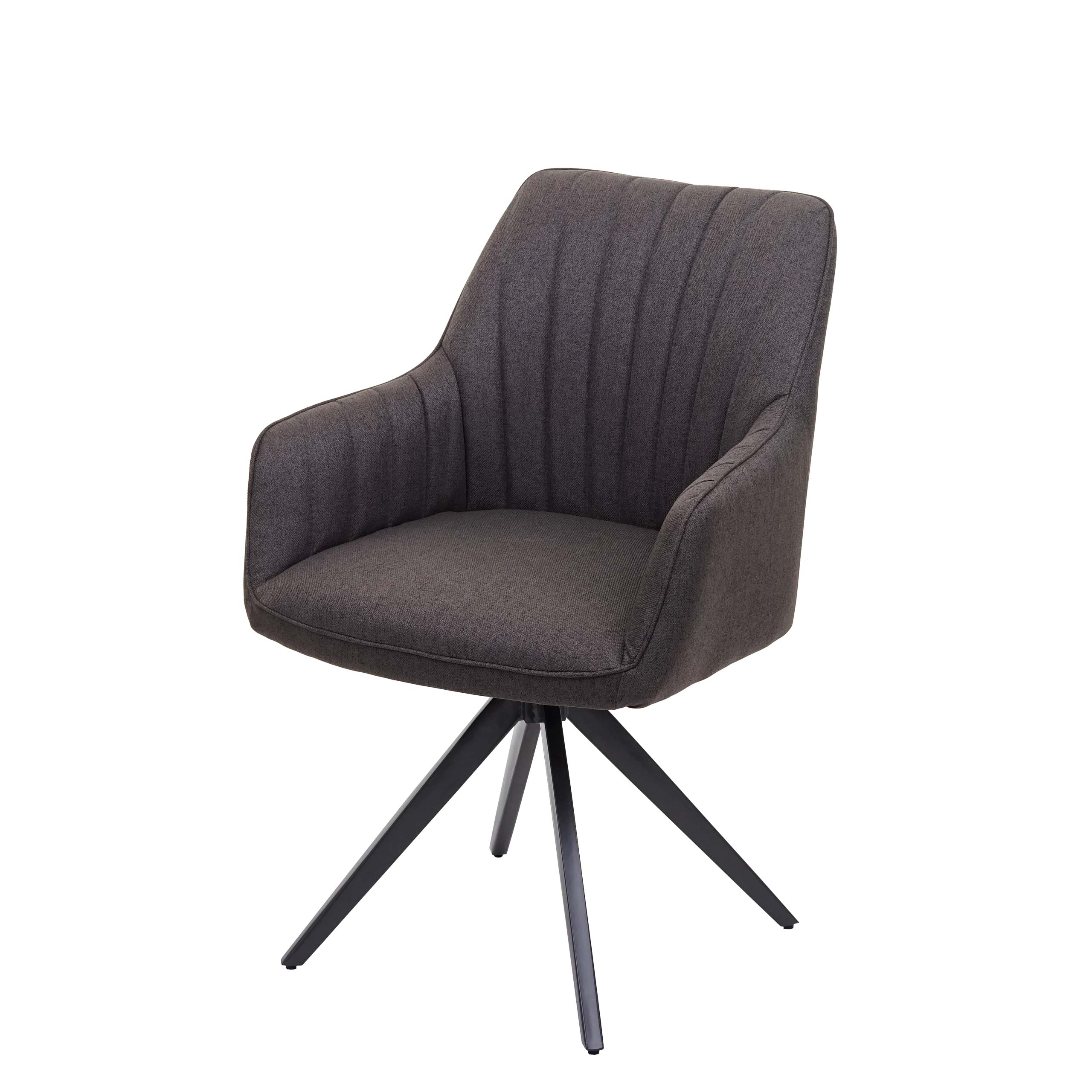 Esszimmerstuhl MCW-H73, K&uuml;chenstuhl Stuhl Armlehnstuhl, Retro Stahl Stoff/Textil ~ grau-braun 