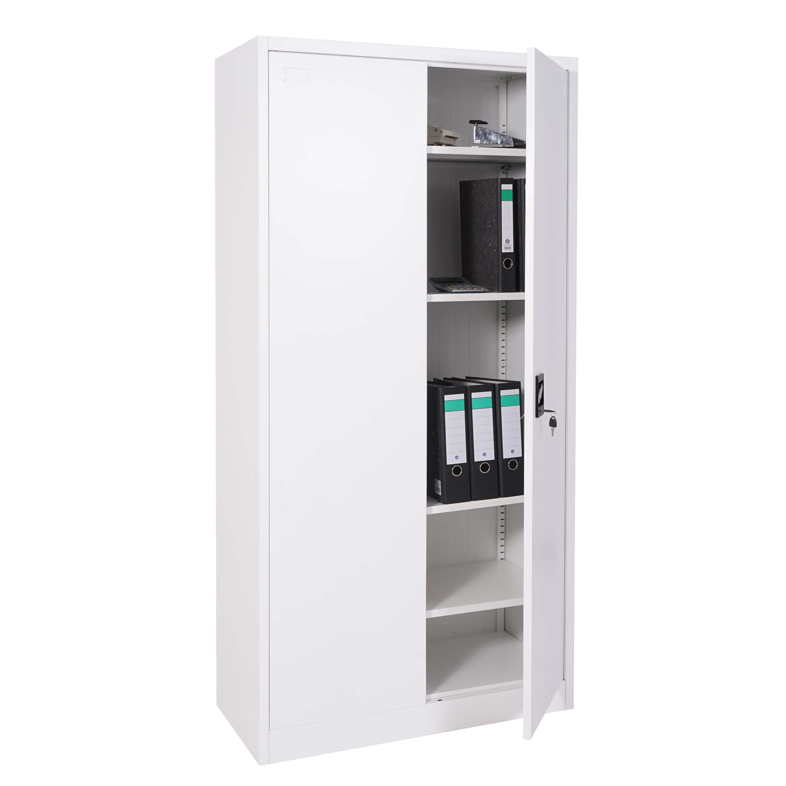 Aktenschrank MCW-H17, Stahlschrank B&uuml;roschrank Schrank, 2 T&uuml;ren abschlie&szlig;bar Metall ~ 185x90x40cm wei&szlig; 