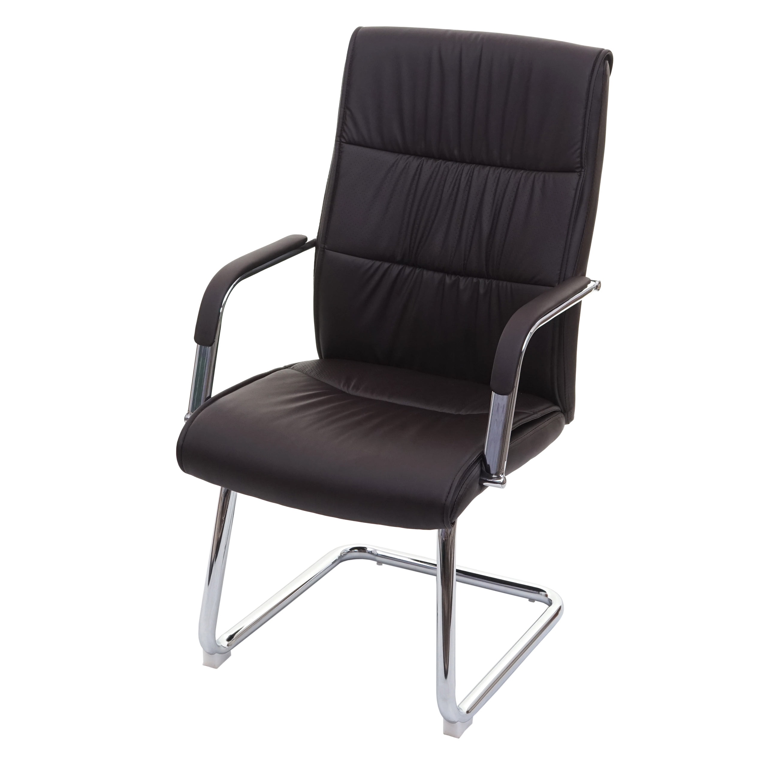 Konferenzstuhl MCW-A49, Besucherstuhl Freischwinger, Kunstleder ~ braun 