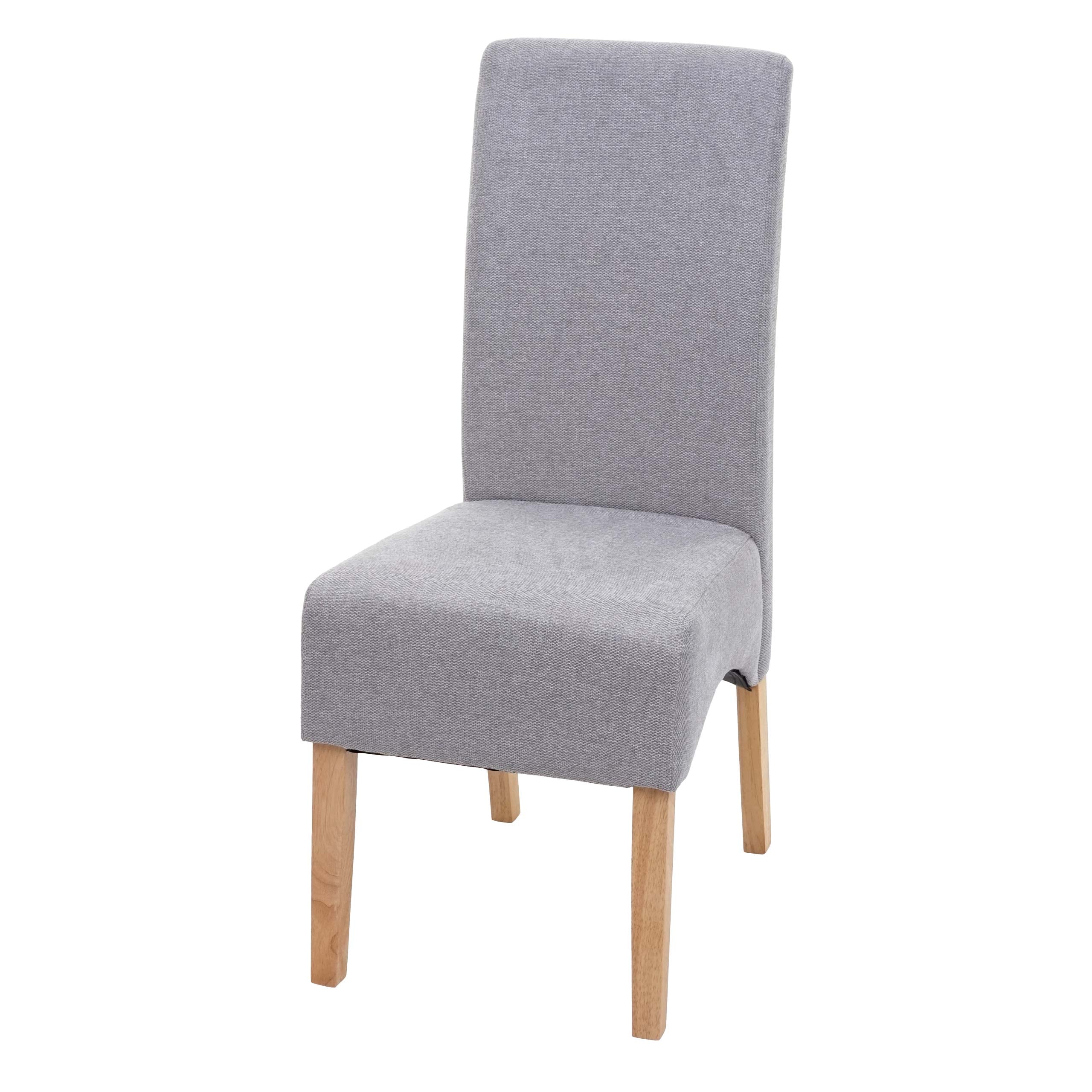 Esszimmerstuhl Crotone, K&uuml;chenstuhl Stuhl, Stoff/Textil MVG-zertifiziert ~ hellgrau, helle Beine 