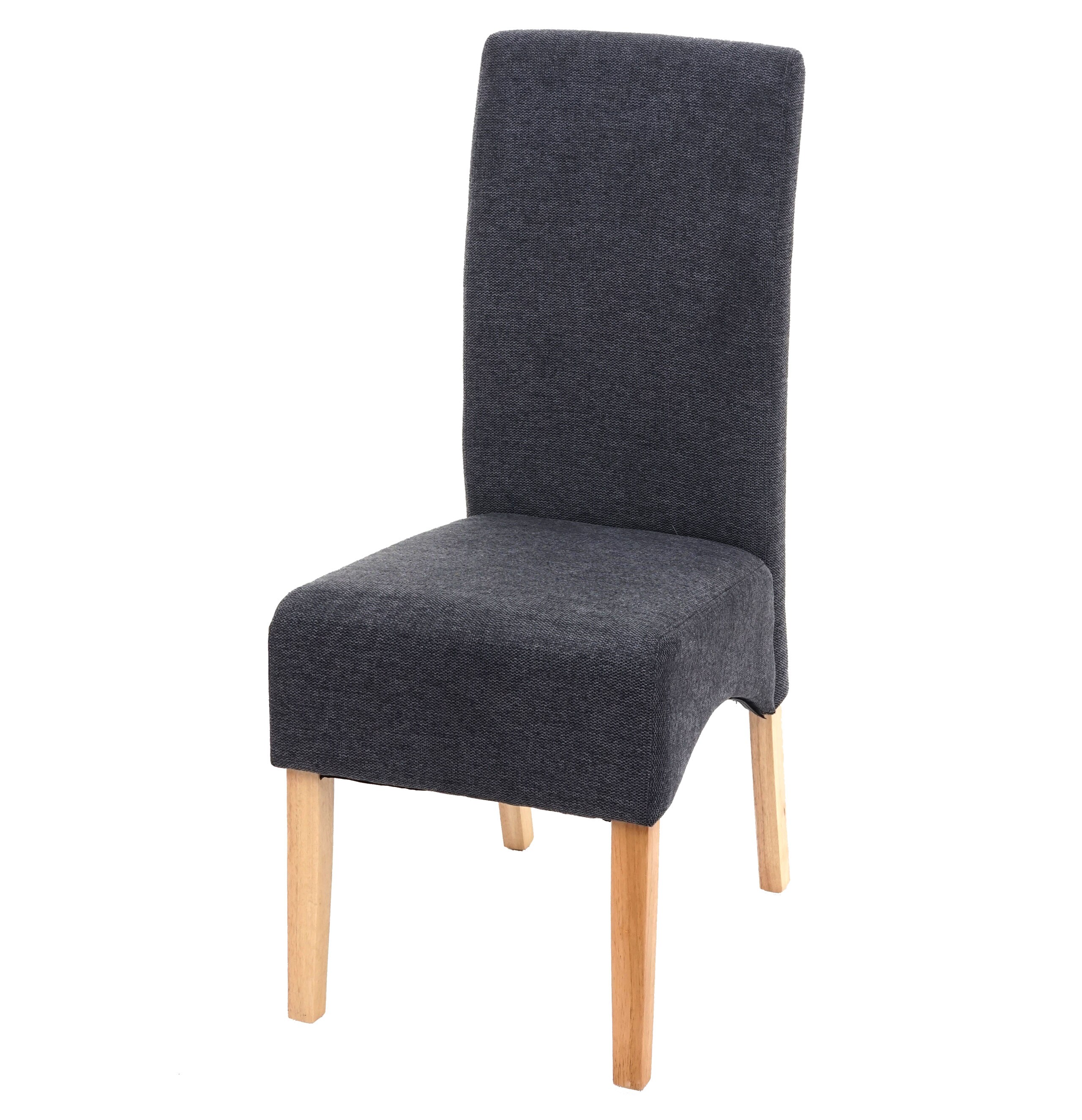 Esszimmerstuhl Crotone, K&uuml;chenstuhl Stuhl, Stoff/Textil MVG-zertifiziert ~ dunkelgrau, helle Beine 