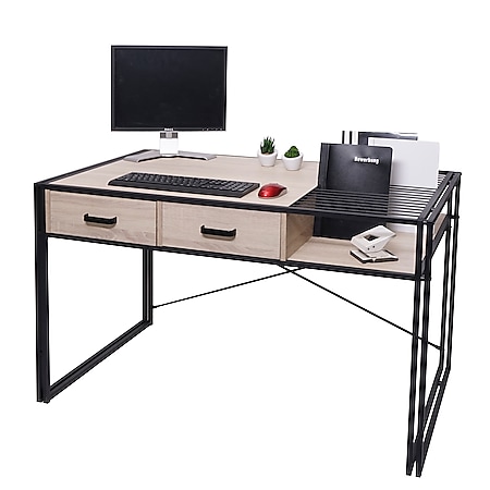 Schreibtisch MCW-H91, Bürotisch Computertisch, Industrial 76x120x70cm ~ Eiche-Optik 