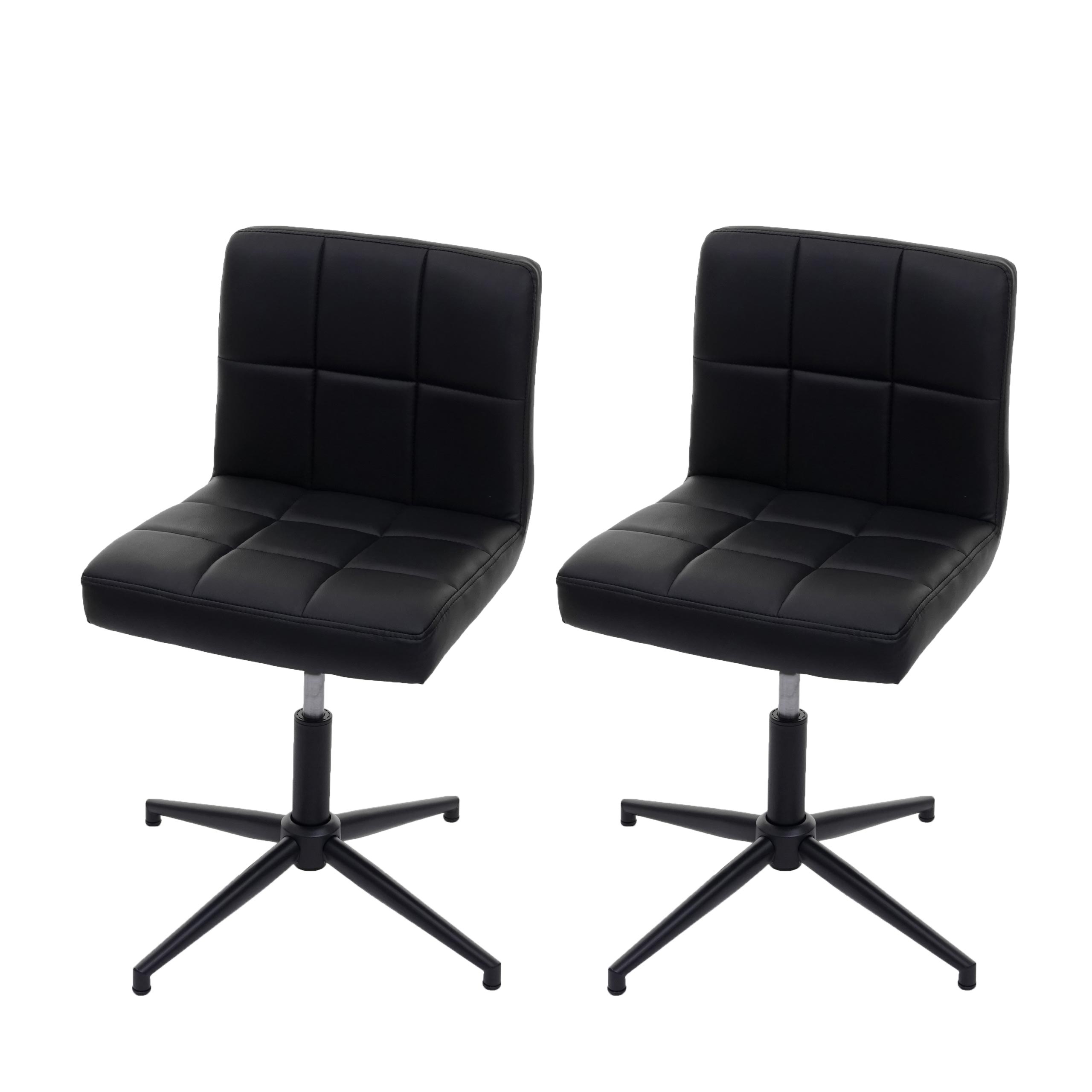 2er-Set Esszimmerstuhl Cadiz II, K&uuml;chenstuhl, h&ouml;henverstellbar Drehmechanismus ~ Kunstleder schwarz, Fu&szlig; schwarz 