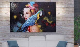 Ölgemälde Frau MCW-H25, Leinwandbild Wandgemälde Gemälde, handgemaltes XL Wandbild ~ 100x150cm 