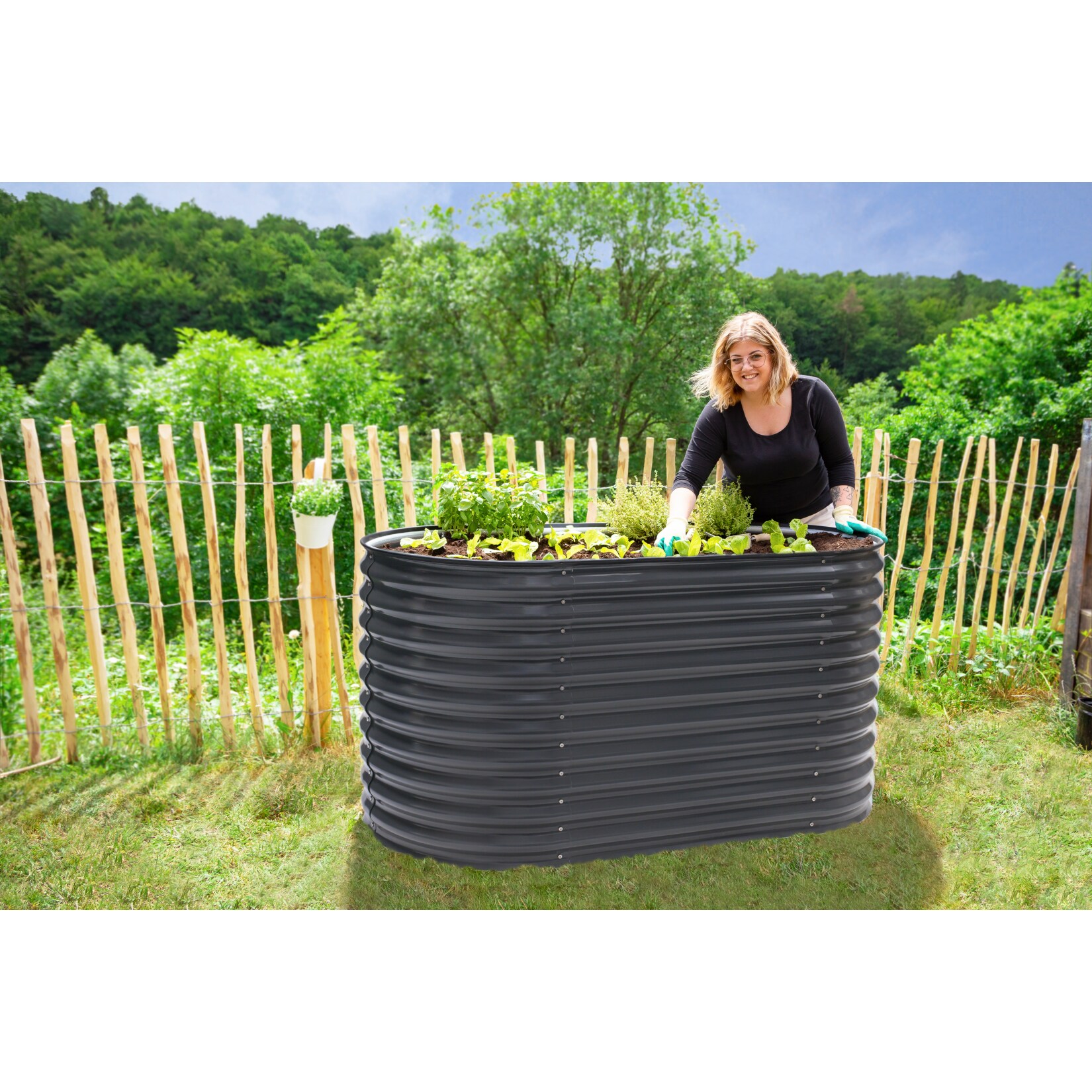 Westmann Metall Hochbeet Gartenbeet Grow Faster anthrazit 160x80x82cm 