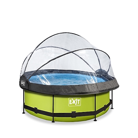 EXIT Lime Pool ø244x76cm mit Abdeckung und Filterpumpe - grün 