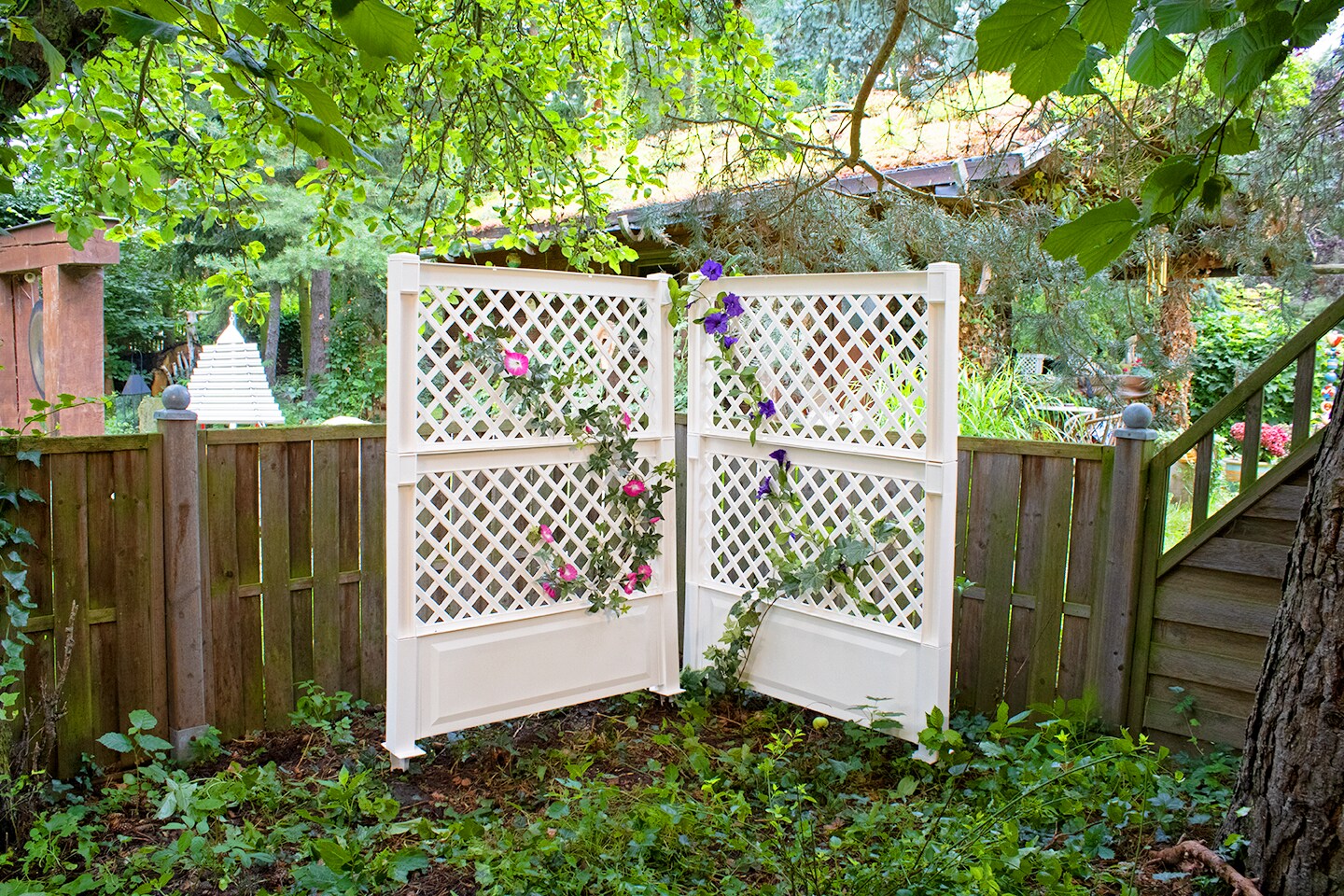 Spalier 100 cm mit Erdspieß, weiß, 2er Set