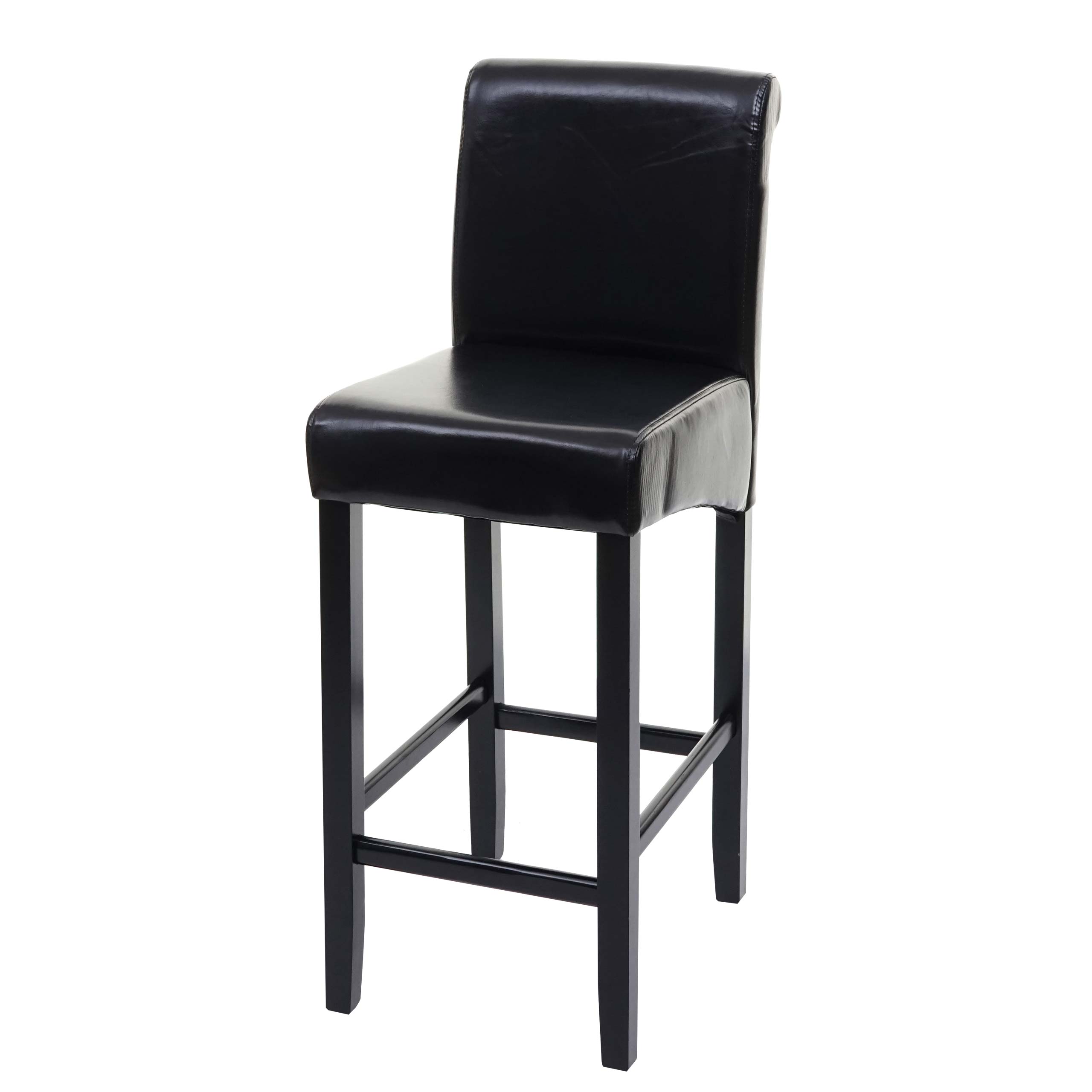Barhocker MCW-C33, Barstuhl Tresenhocker, Holz MVG-zertifiziert ~ schwarz, dunkle Beine, Leder 
