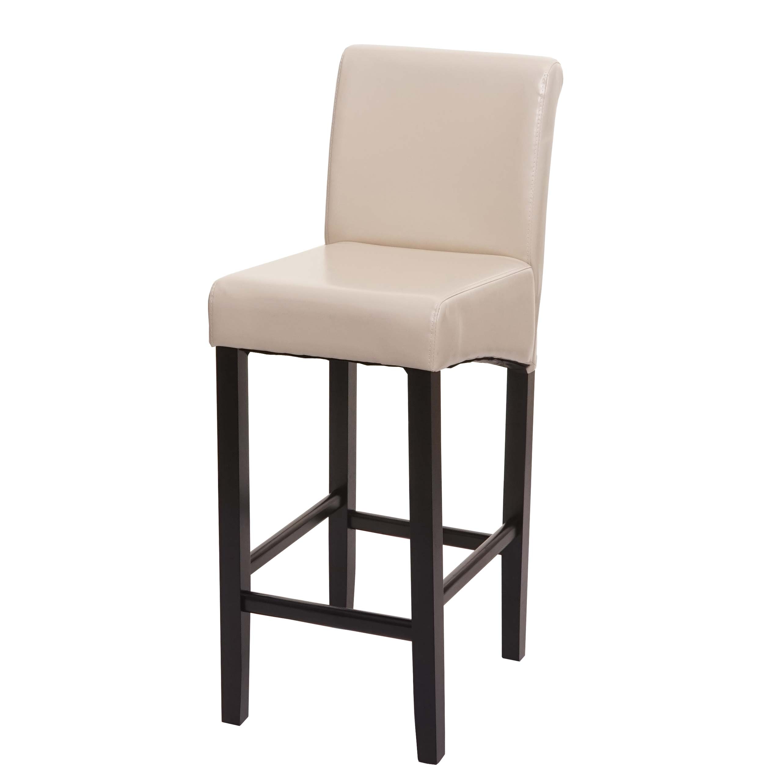 Barhocker MCW-C33, Barstuhl Tresenhocker, Holz MVG-zertifiziert ~ creme, dunkle Beine, Kunstleder 