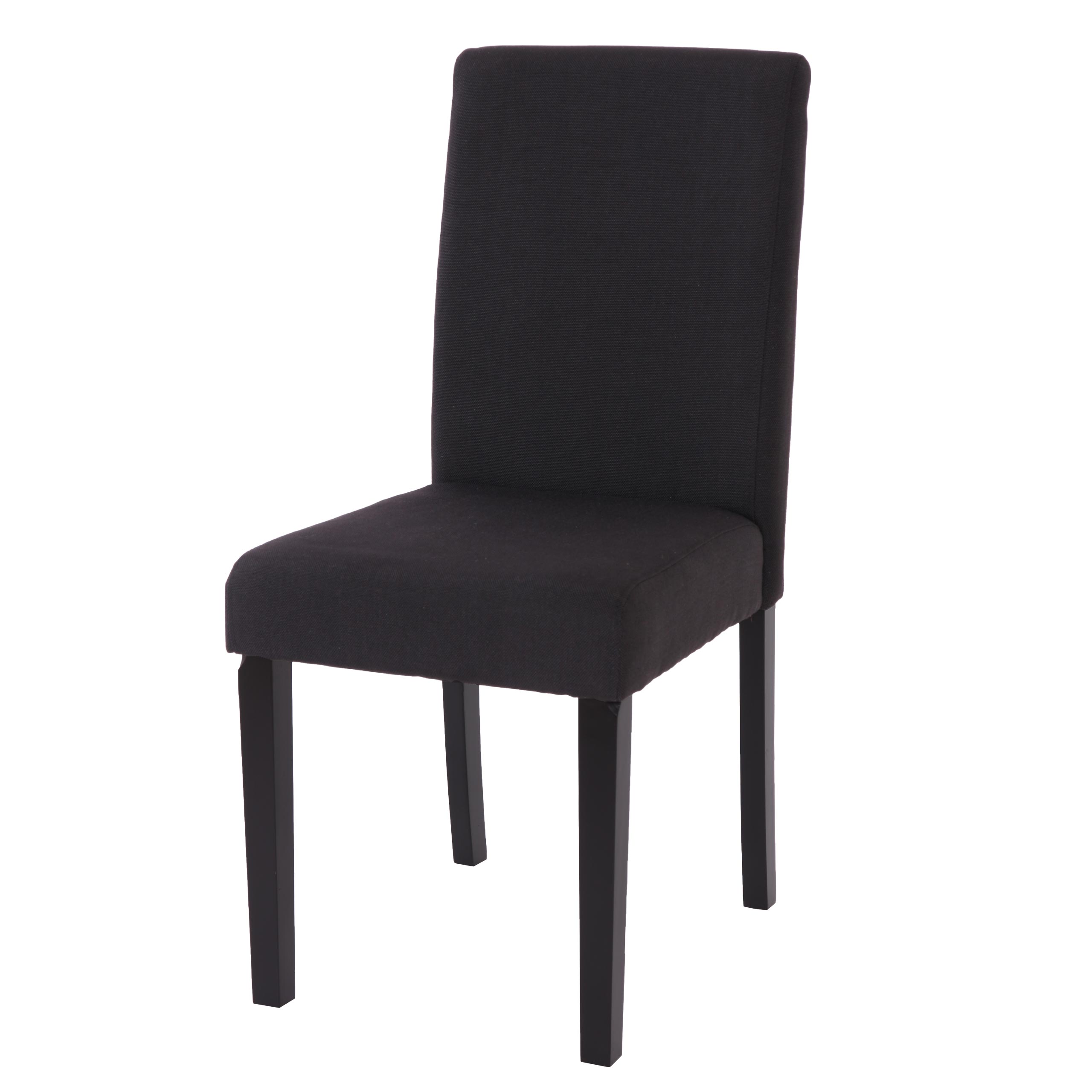 Esszimmerstuhl Littau, K&uuml;chenstuhl Stuhl, Stoff/Textil ~ schwarz, dunkle Beine 