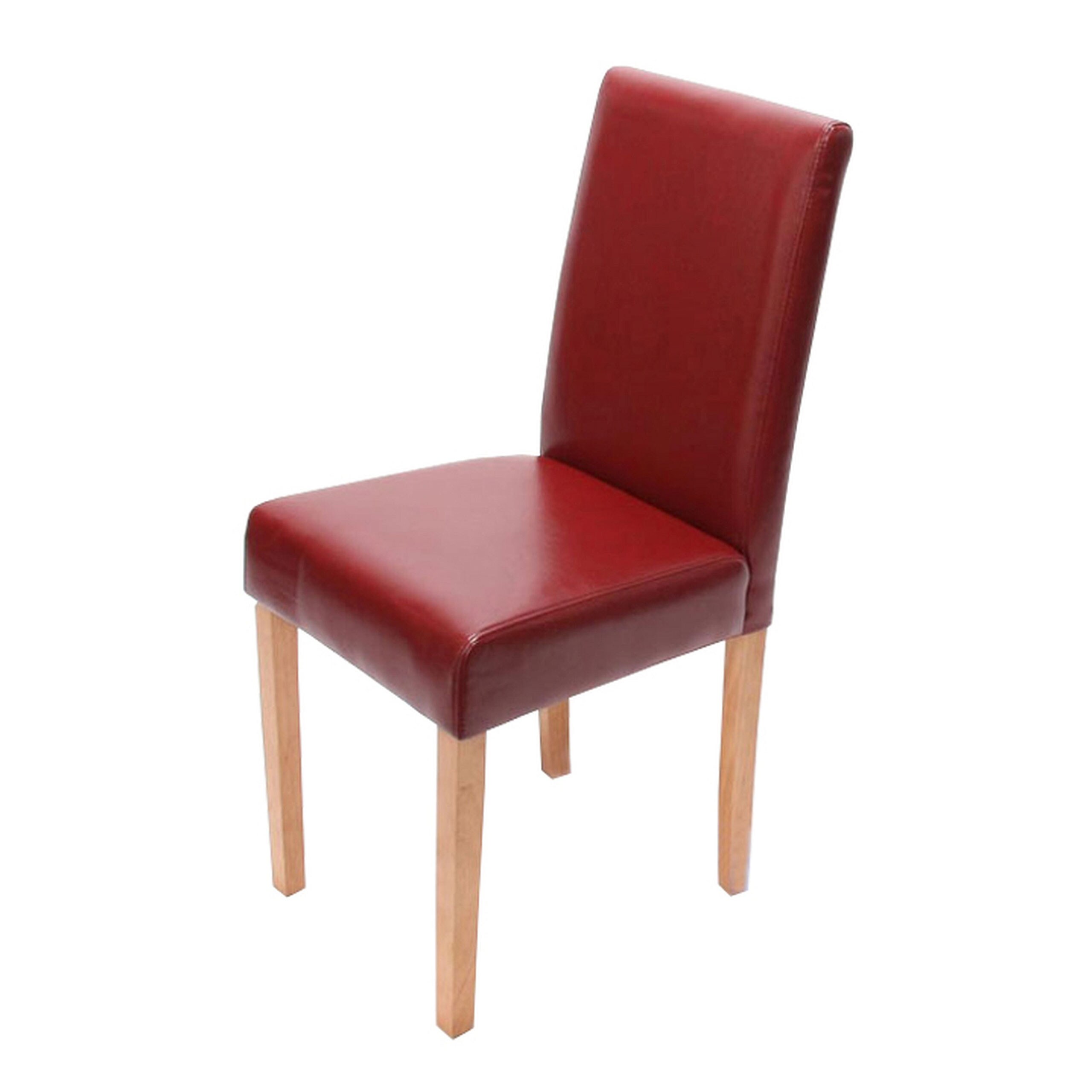 Esszimmerstuhl Littau, K&uuml;chenstuhl Stuhl, Kunstleder ~ rot, helle Beine 