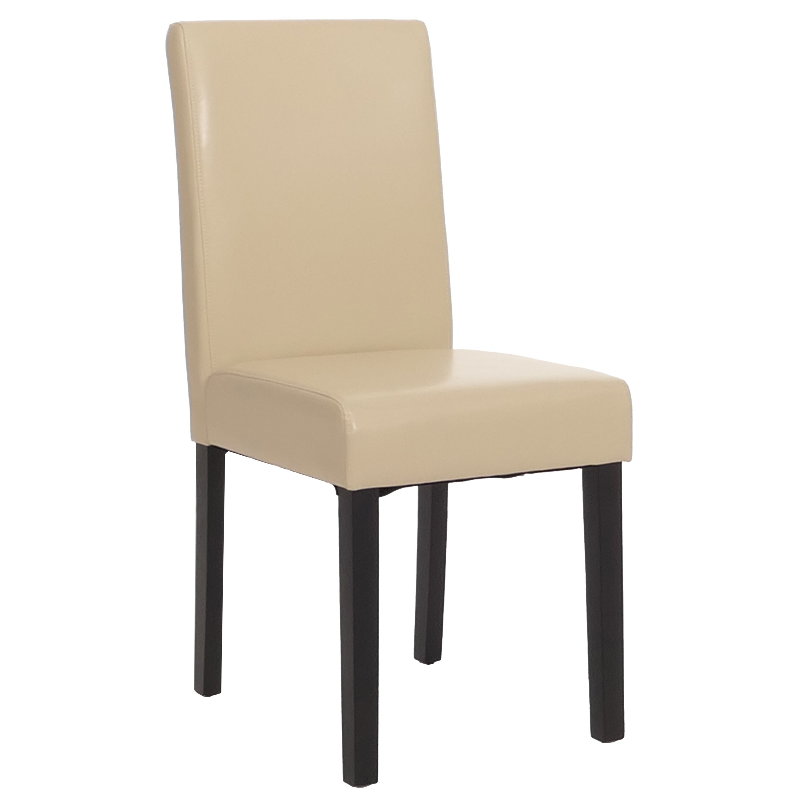 Esszimmerstuhl Littau, K&uuml;chenstuhl Stuhl, Leder ~ creme, dunkle Beine 