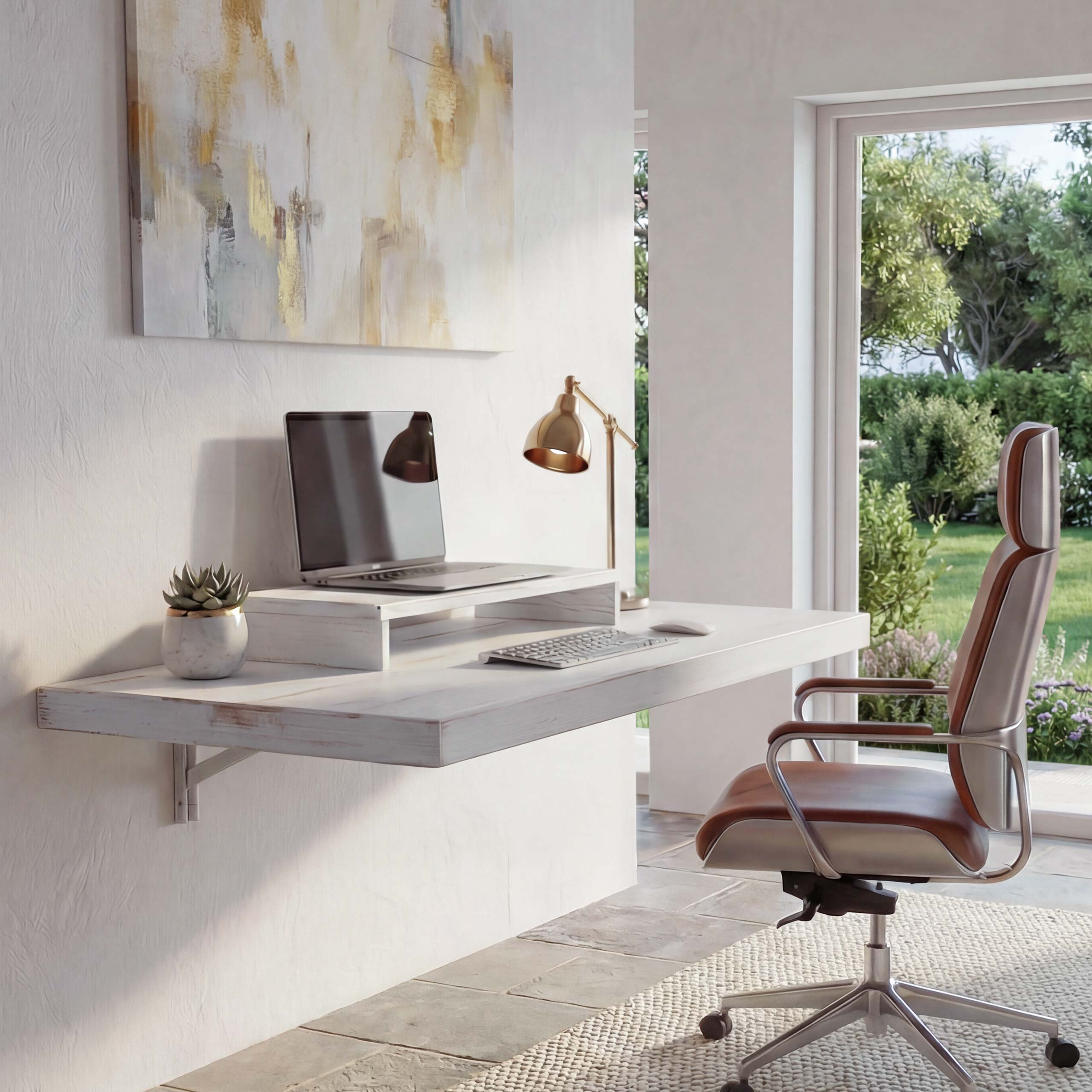 Wandtisch MCW-H48, Wandklapptisch Wandregal Tisch, klappbar Massiv-Holz ~ 120x60cm shabby wei&szlig; 