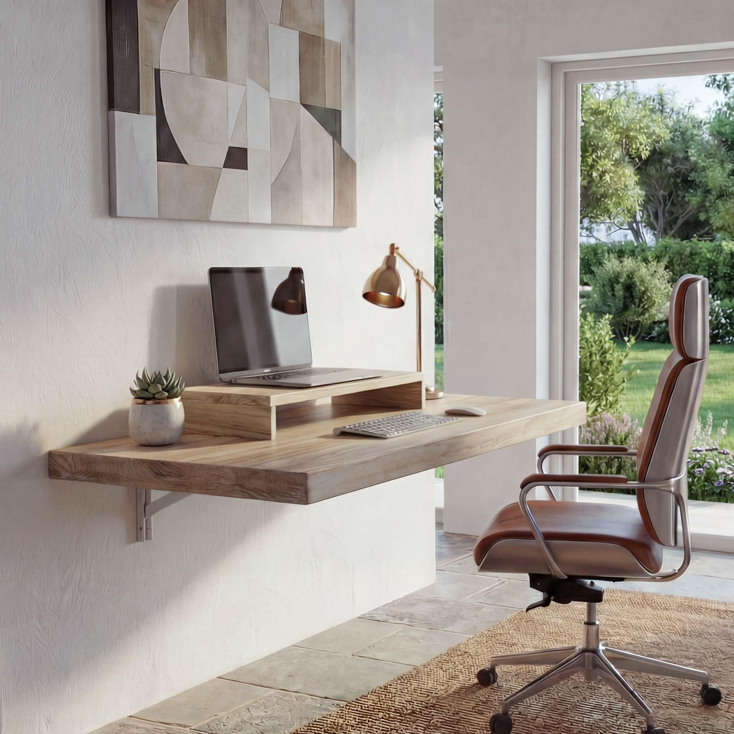 Wandtisch MCW-H48, Wandklapptisch Wandregal Tisch, klappbar Massiv-Holz ~ 100x50cm naturfarben 