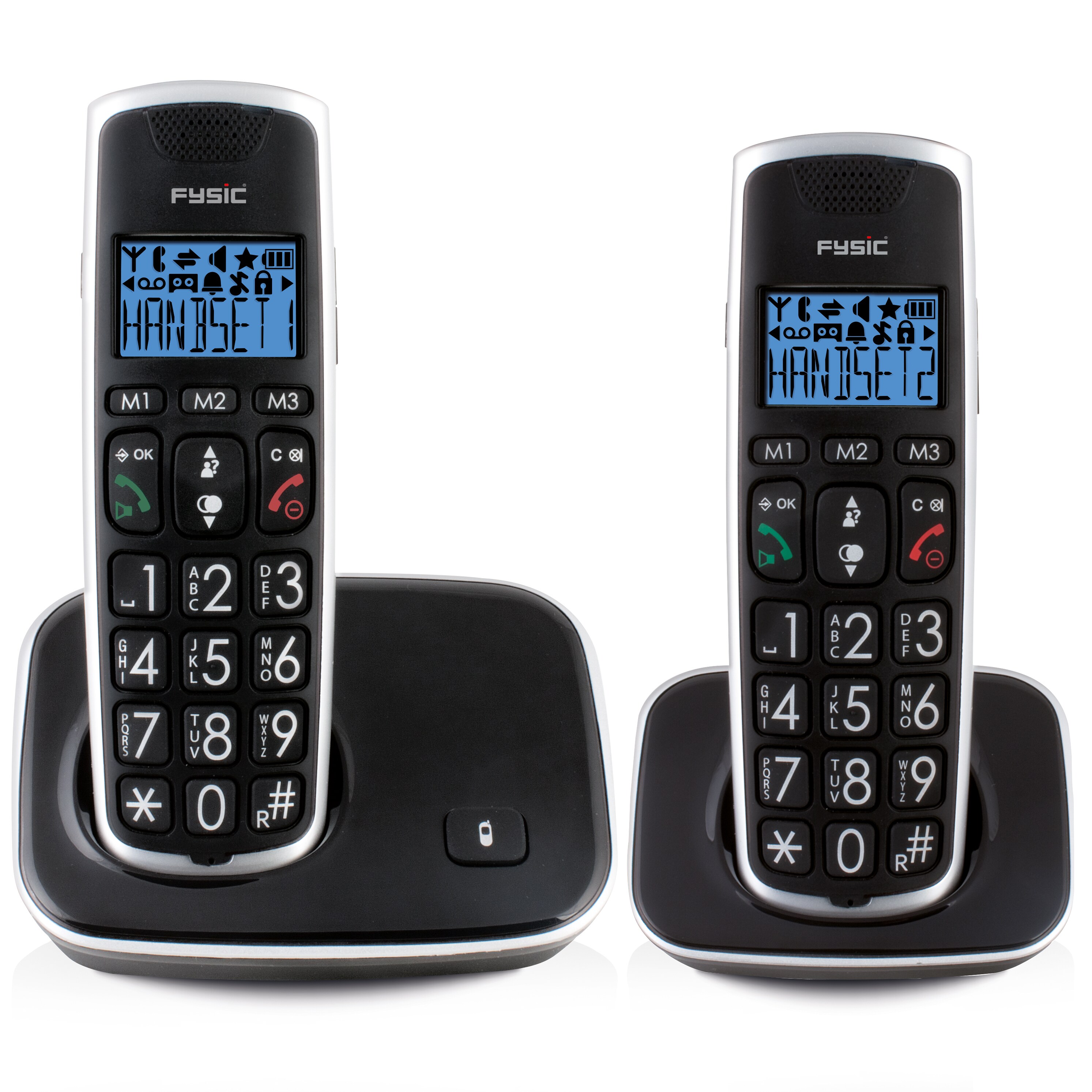 Fysic DECT-Telefon f&uuml;r Senioren FX-6020 mit gro&szlig;e Tasten und 2 Mobilteilen 