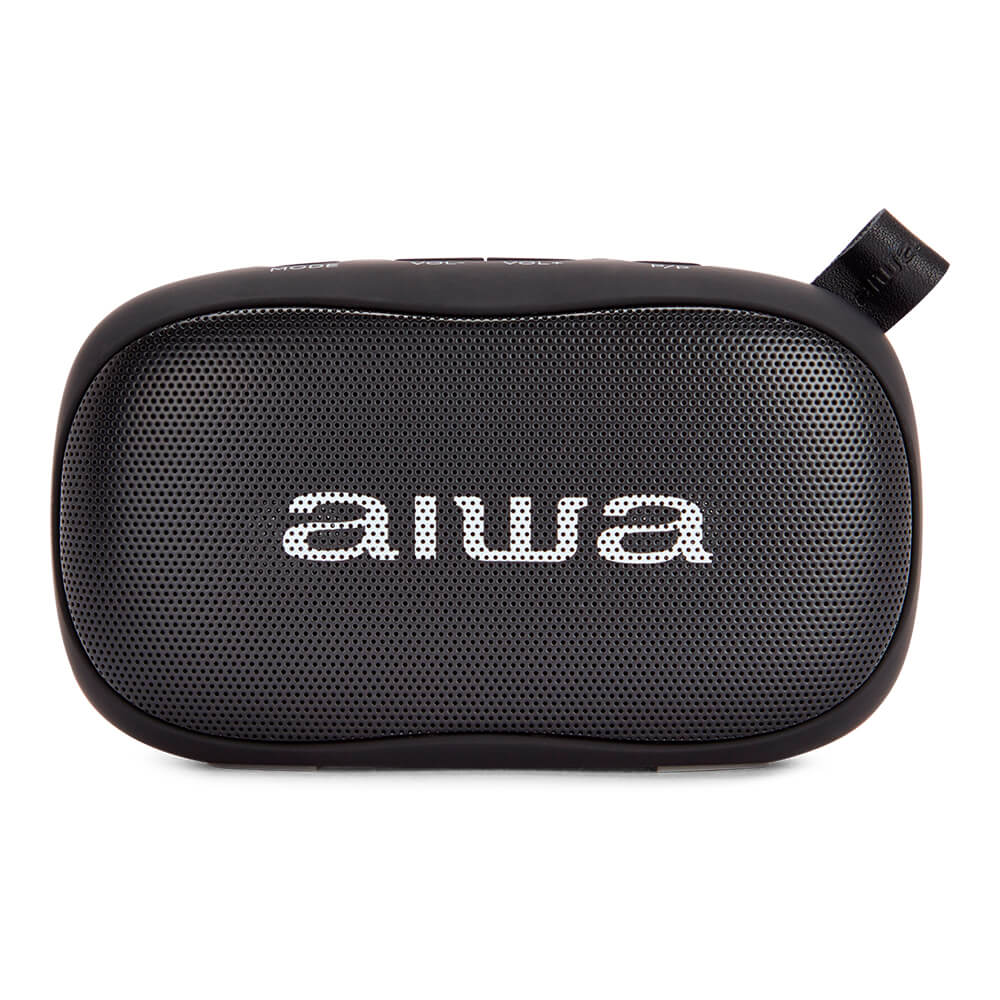 AIWA BS-110BK Tragbarer Bluetooth-Lautsprecher - Schwarz, 10 W, HyperBass, Mit Karabiner, Wasserfest