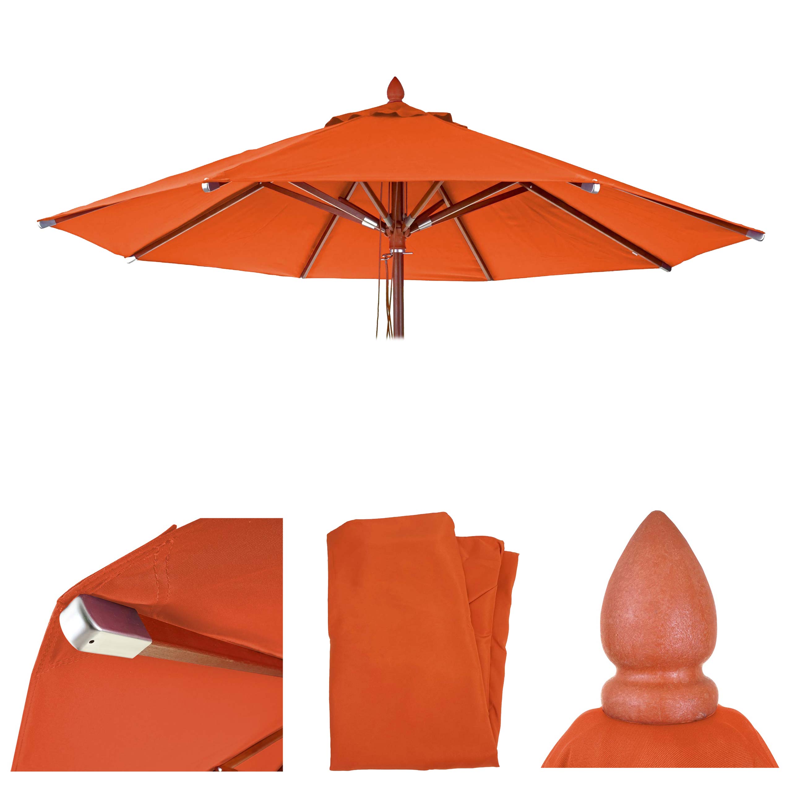 Ersatz-Bezug f&uuml;r Gastronomie Holz-Sonnenschirm MCW-C57, Sonnenschirmbezug Ersatzbezug, rund &Oslash;4m Polyester 3kg ~ terracotta 