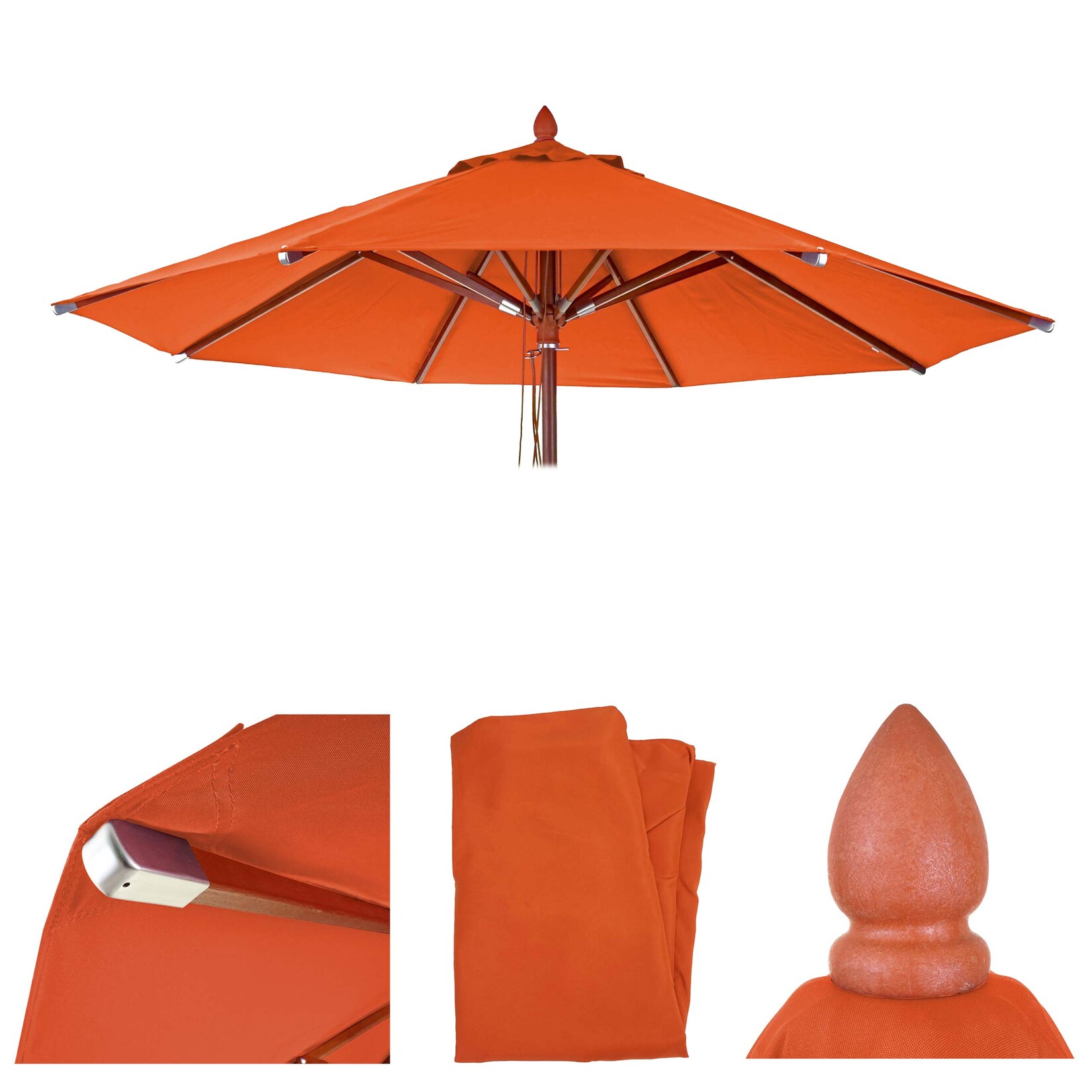 Ersatz-Bezug für Gastronomie Holz-Sonnenschirm MCW-C57, Sonnenschirmbezug Ersatzbezug, rund Ø4m Polyester ~ terracotta