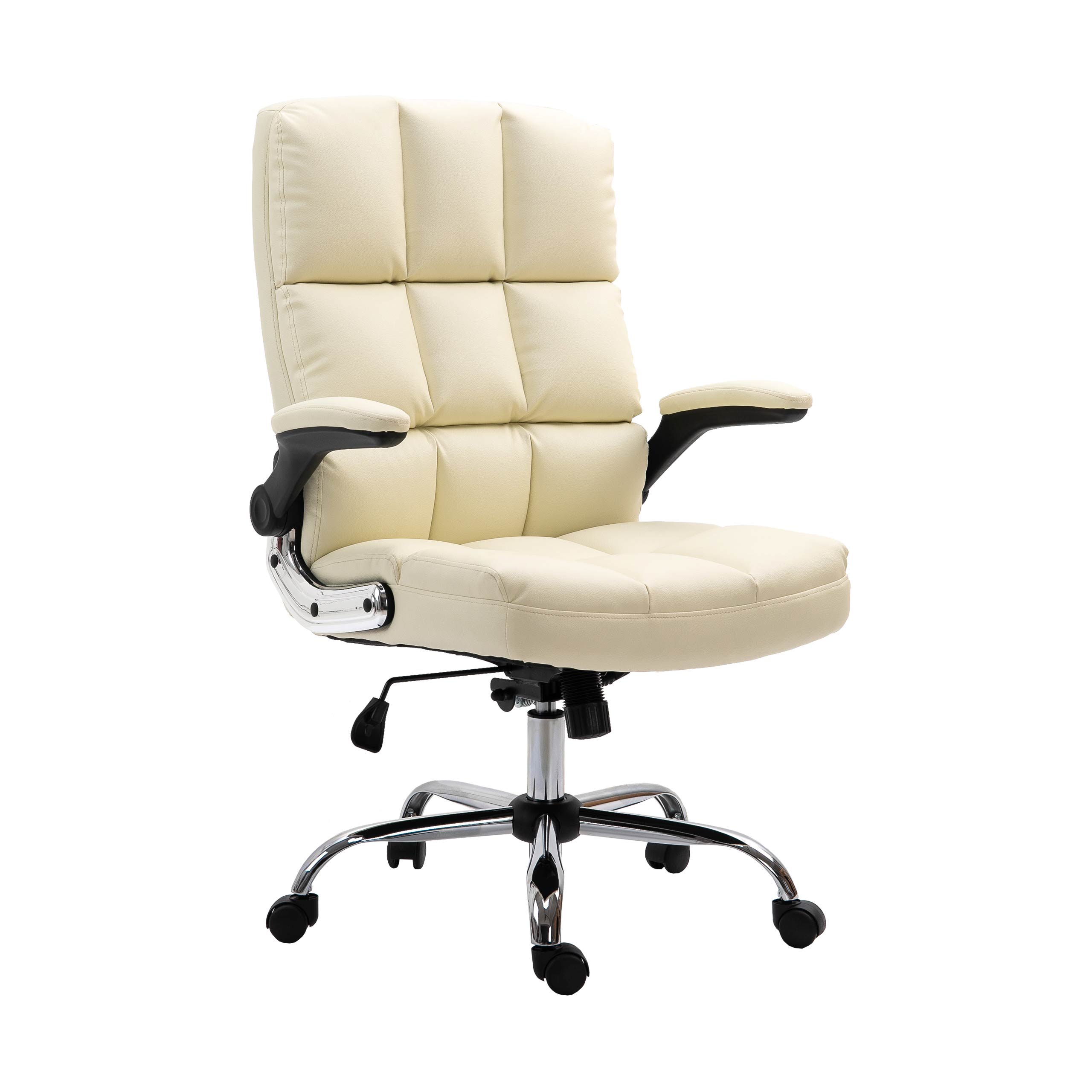 B&uuml;rostuhl MCW-J21, Chefsessel Drehstuhl Schreibtischstuhl, h&ouml;henverstellbar ~ Kunstleder creme 