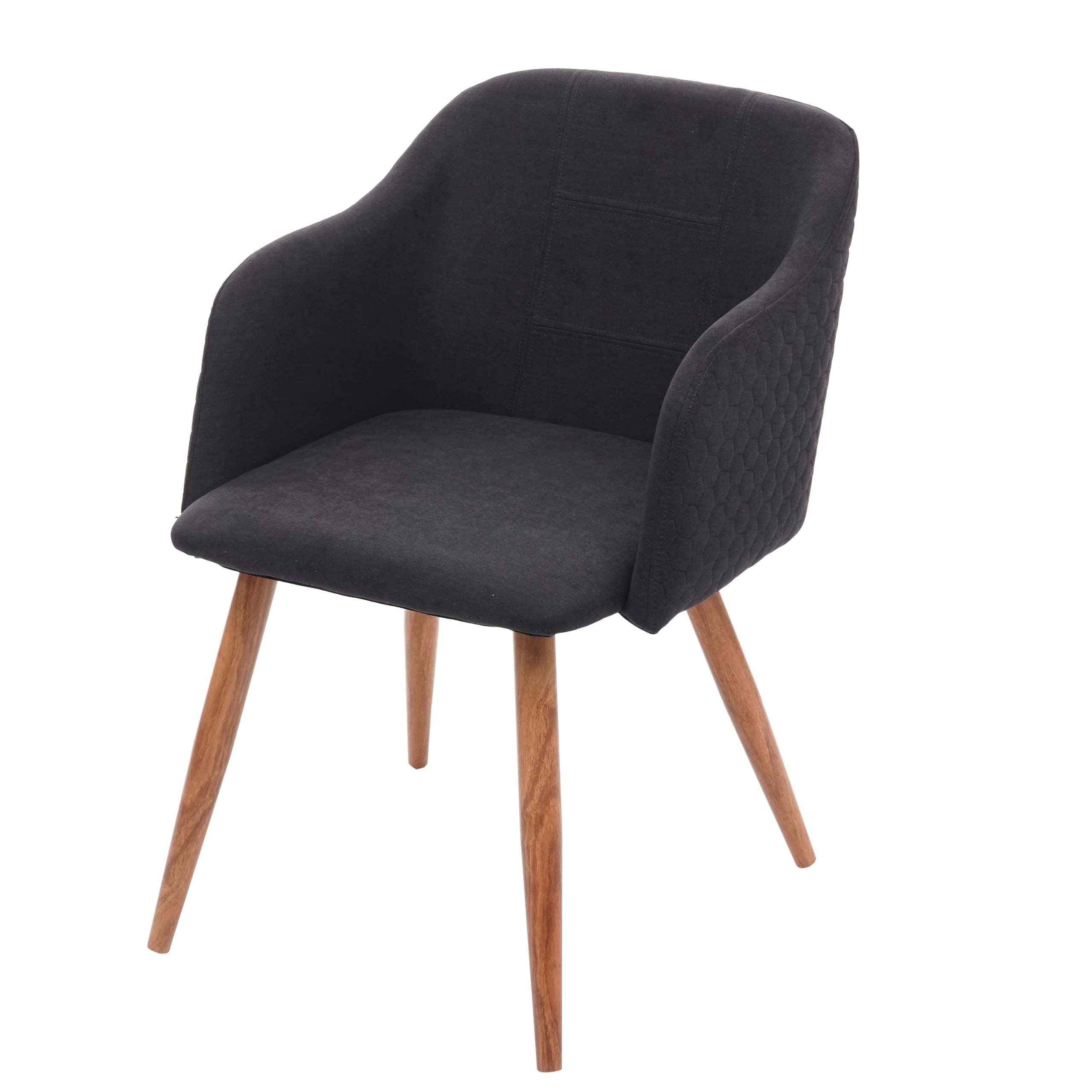 Esszimmerstuhl MCW-D71, Stuhl K&uuml;chenstuhl, Retro Design, Armlehnen Stoff/Textil ~ anthrazit-grau 