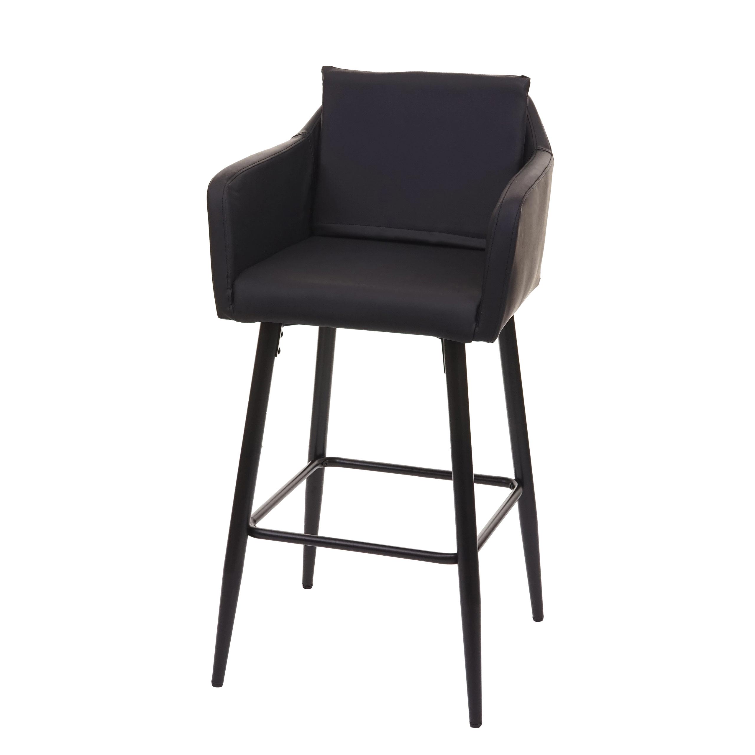 Barhocker MCW-H93, Barstuhl Tresenhocker, Fu&szlig;ablage Metall ~ Kunstleder schwarz 