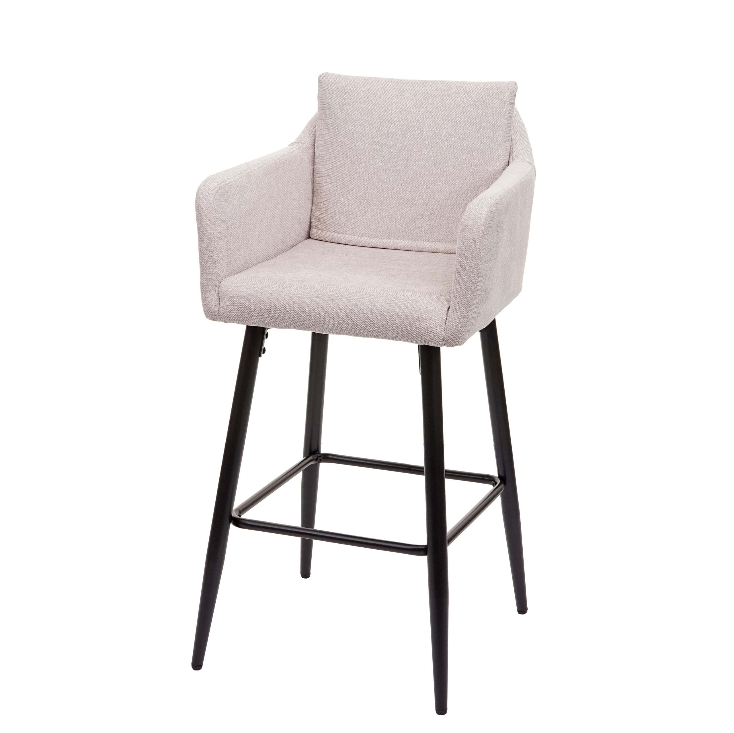 Barhocker MCW-H93, Barstuhl Tresenhocker, Fu&szlig;ablage Metall ~ Stoff/Textil creme-beige 