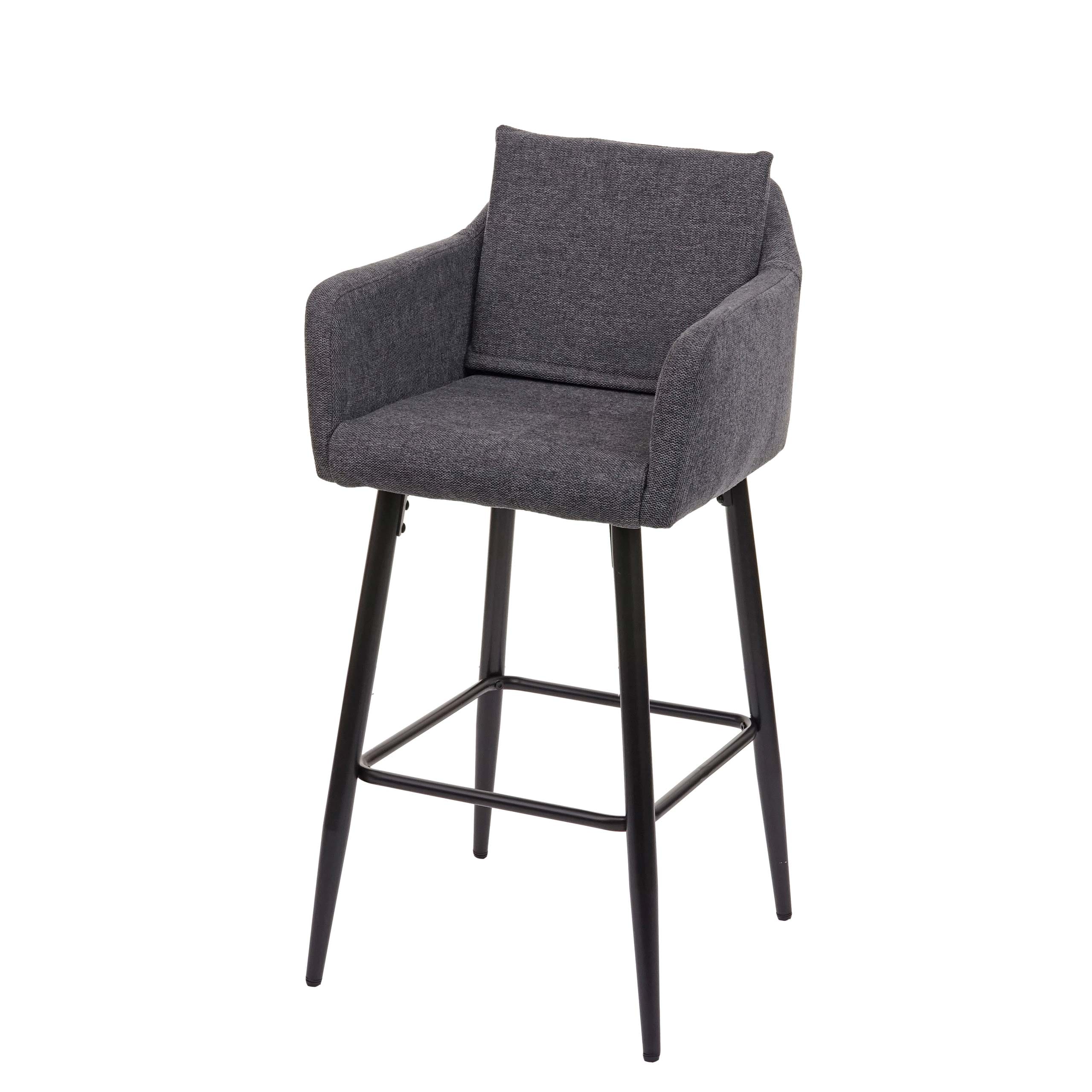 Barhocker MCW-H93, Barstuhl Tresenhocker, Fu&szlig;ablage Metall ~ Stoff/Textil dunkelgrau 