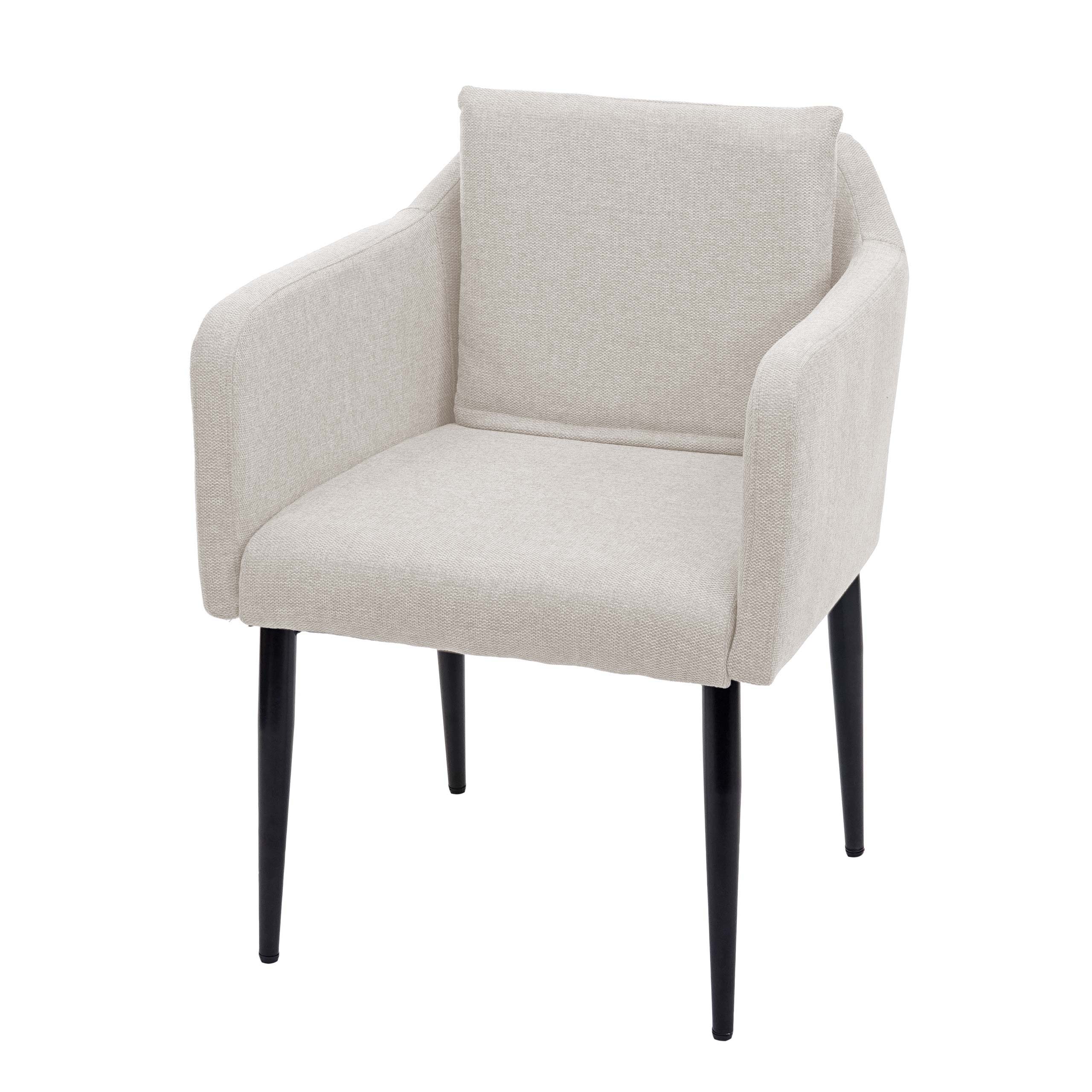 Esszimmerstuhl MCW-H93, K&uuml;chenstuhl Lehnstuhl Stuhl ~ Stoff/Textil creme-beige 