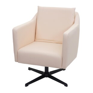 Lounge-Sessel MCW-H93b, Sessel Cocktailsessel Relaxsessel mit Fußkreuz, drehbar ~ Kunstleder creme-beige 