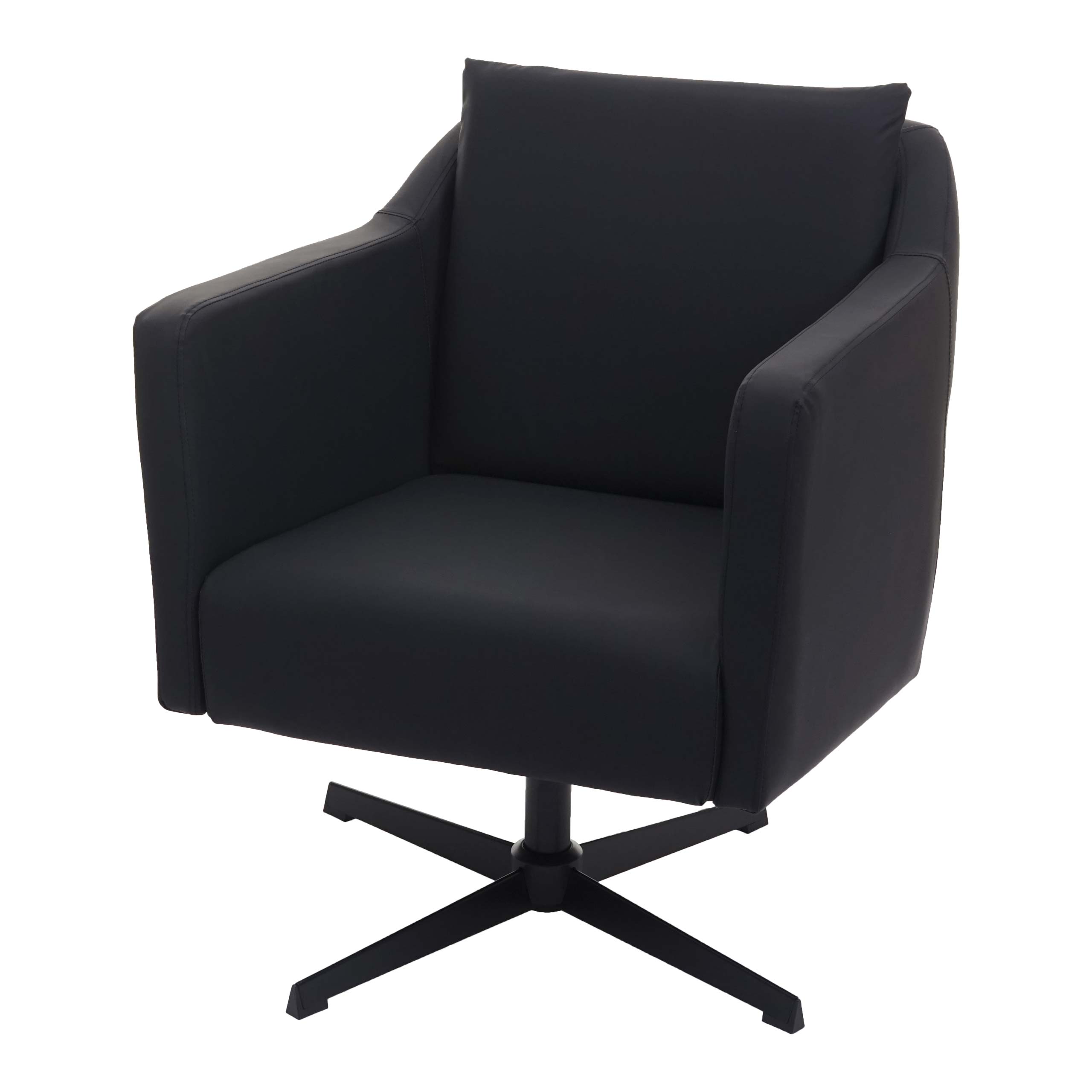 Lounge-Sessel MCW-H93b, Sessel Cocktailsessel Relaxsessel mit Fu&szlig;kreuz, drehbar ~ Kunstleder schwarz 