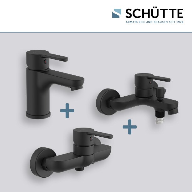 SCHÜTTE Waschtischarmatur DENVER, Wasserhahn Bad Schwarz matt