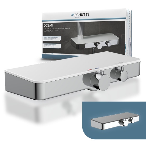 SCH&Uuml;TTE Thermostat Duscharmatur OCEAN mit Ablage Wei&szlig; 